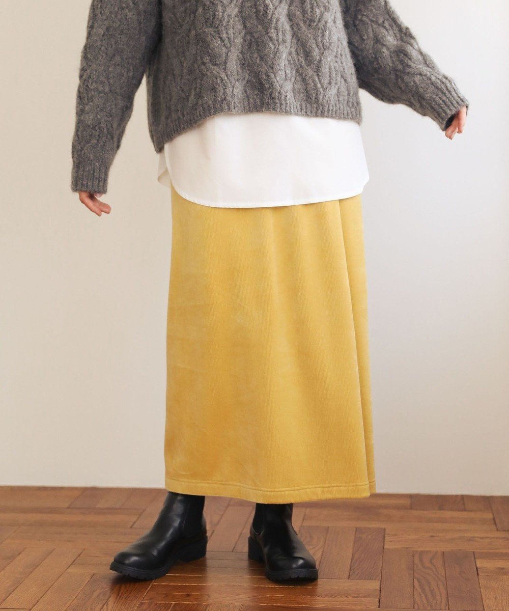 【グリーンパークス/Green Parks】のぽかぽか裏起毛ベロアIラインスカート インテリア・キッズ・メンズ・レディースファッション・服の通販 founy(ファニー) ファッション Fashion レディースファッション Fashion for Women スカート Skirts おすすめ Recommended / Our Picks イエロー Yellow ストレッチ Stretch, Stretchy Fabric ベロア Velour, Soft Velvet ベーシック Basic, Essential ポケット Pocket, Pocket Detail リラックス Relax, Relaxed Fit A/W・秋冬 Autumn/Winter Yellow|ID: prp329100004791615 ipo3291000000035630321