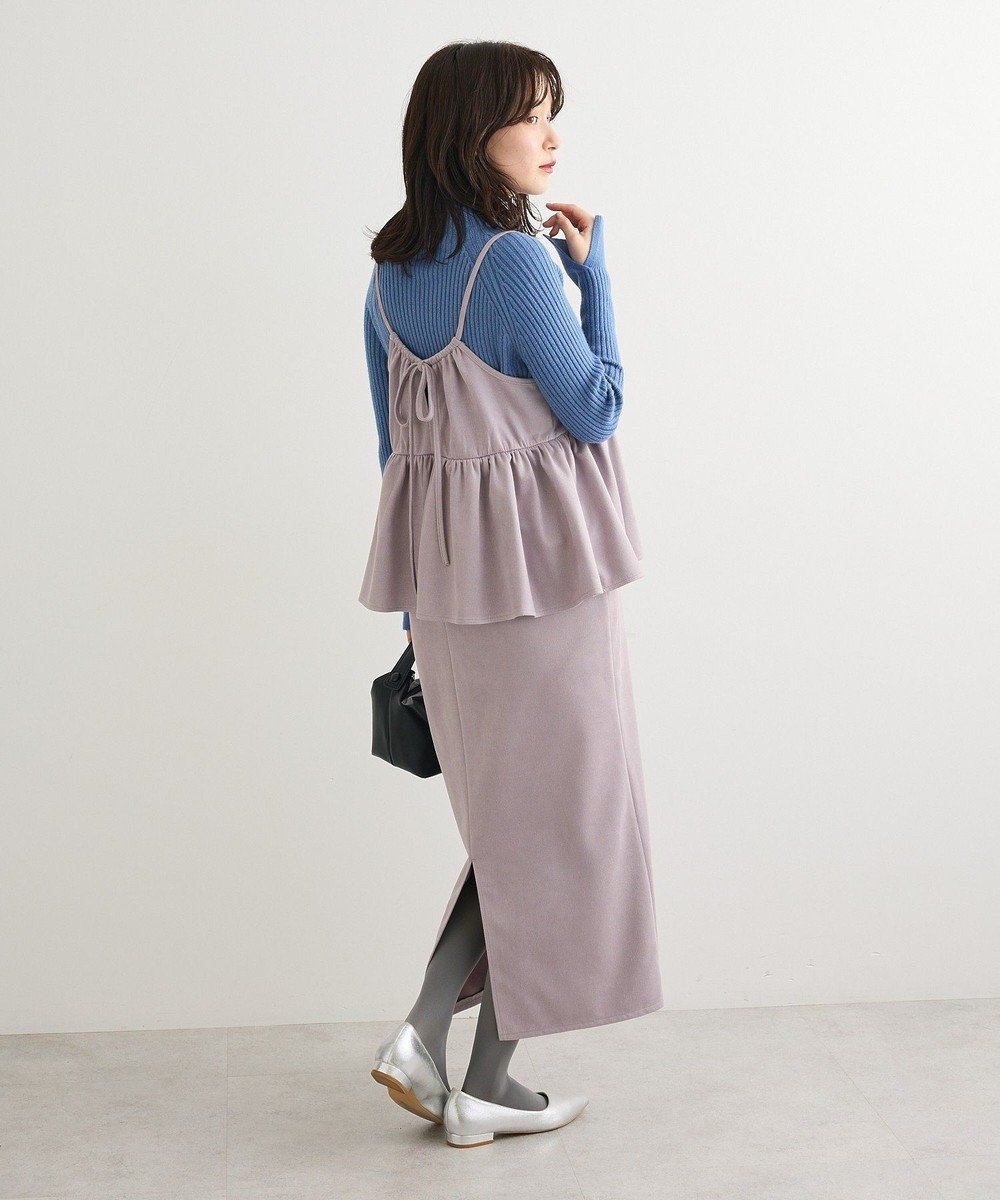 【グリーンパークス/Green Parks】のスウェードポンチペプラムキャミワンピース インテリア・キッズ・メンズ・レディースファッション・服の通販 founy(ファニー) ファッション Fashion レディースファッション Fashion for Women ワンピース Dresses キャミソールワンピース Camisole Dresses インナー Innerwear キャミソール Camisole, Spaghetti Strap Top スリット Slit, Slit Detail ペプラム Peplum, Flared Hem ポケット Pocket, Pocket Detail ラップ Wrap, Wrap Design A/W・秋冬 Autumn/Winter Purple|ID: prp329100004791618 ipo3291000000034767787