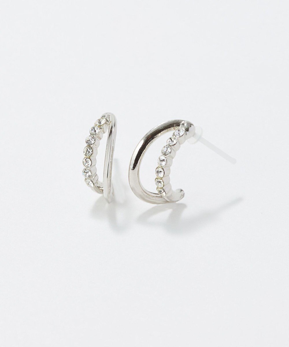 【フィービィー/phoebe】の〈アレルギー対応〉ブリリアントダブルフープセラミックピアス シルバー インテリア・キッズ・メンズ・レディースファッション・服の通販 founy(ファニー) 　ファッション　Fashion　レディースファッション　Fashion for Women　アクセサリー　Fashion Accessories　シルバー　Silver, Metallic Silver　シンプル　Simple, Minimal　ビジュー　Bijou, Jewel-like Accent　メタル　Metal, Metal Parts　モチーフ　Motif, Design Theme　シルバー|ID: prp329100004791624 ipo3291000000034767807