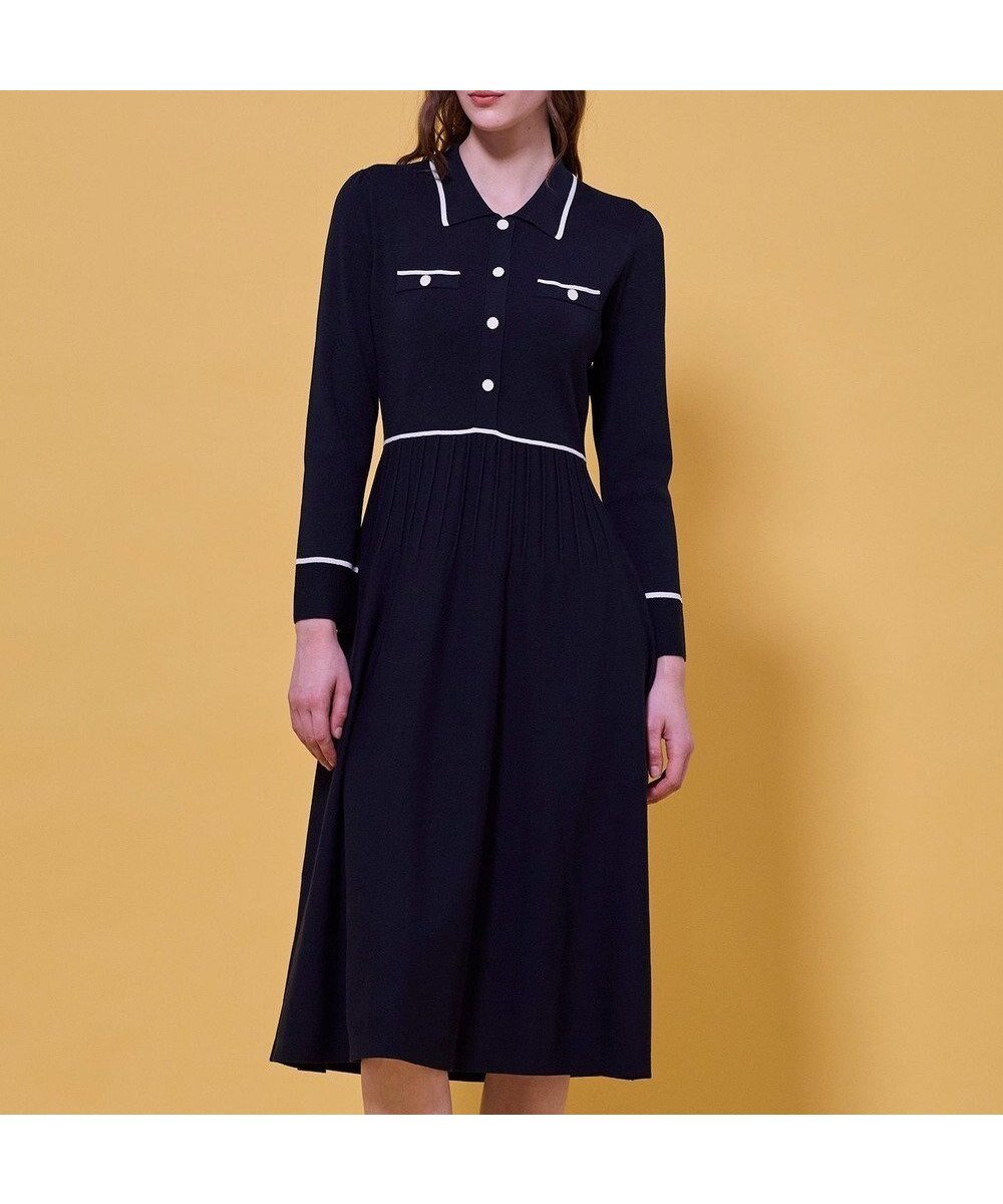 【トッカ/TOCCA】のBI-COLOR KNIT DRESS ニットドレス インテリア・キッズ・メンズ・レディースファッション・服の通販 founy(ファニー) 　ファッション　Fashion　レディースファッション　Fashion for Women　ワンピース　Dresses　フォーマル・パーティードレス・結婚式用ドレス　Elegant & Casual Dresses　ニットワンピース　Knit Dresses　カーディガン　Cardigan, Knitwear　クラシカル　Classical, Vintage-Inspired　ジャケット　Jacket, Outerwear　ドレス　Dress, One-Piece　フィット　Fit, Slim Fit　フロント　Front, Front Design　ポケット　Pocket, Pocket Detail　エレガント 上品　Elegant　夏　Summer　S/S・春夏　SS, Spring/Summer, Warm Season　A/W・秋冬　Autumn/Winter　ネイビー系|ID: prp329100004791669 ipo3291000000034767992