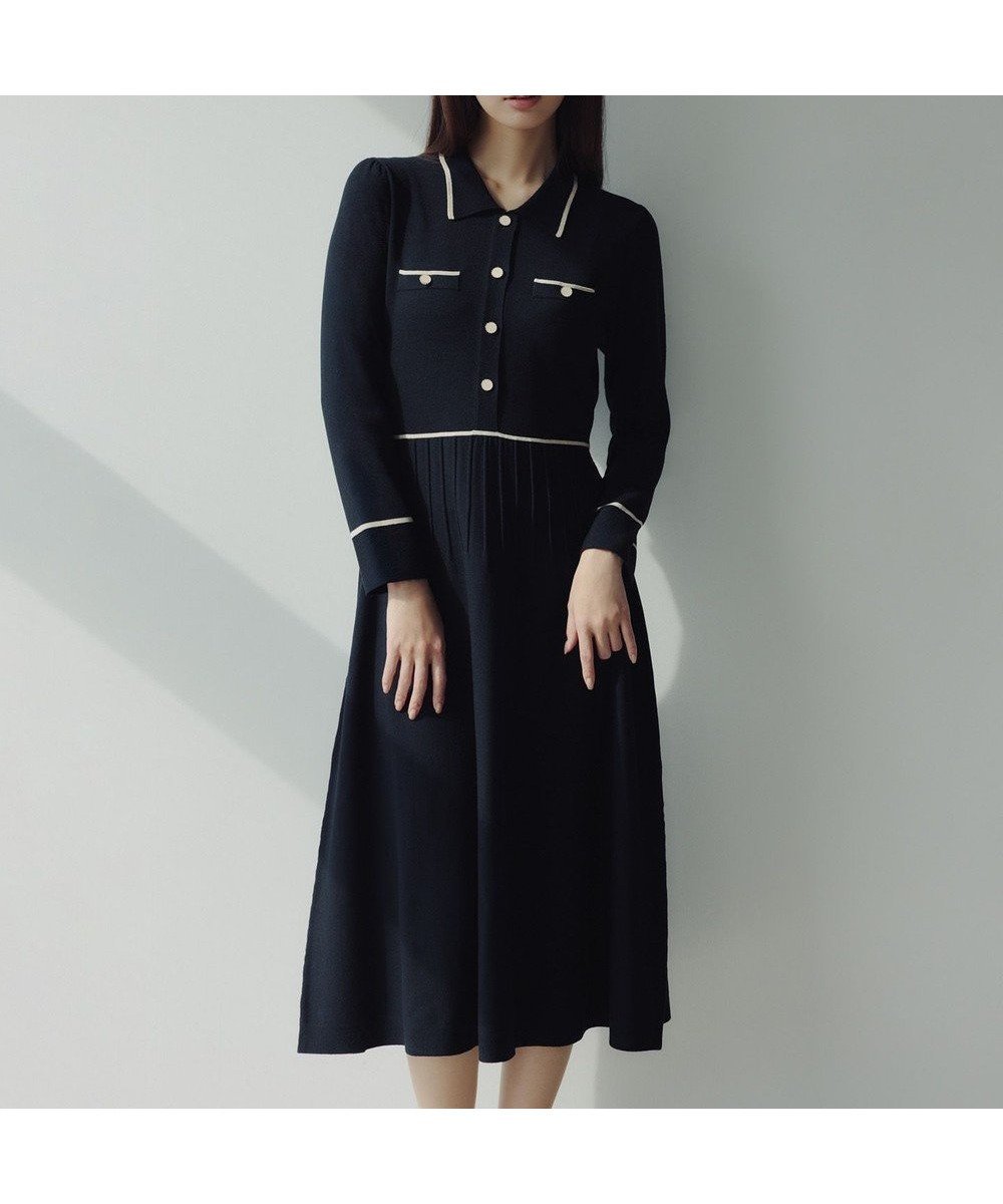 【トッカ/TOCCA】のBI-COLOR KNIT DRESS ニットドレス インテリア・キッズ・メンズ・レディースファッション・服の通販 founy(ファニー) 　ファッション　Fashion　レディースファッション　Fashion for Women　ワンピース　Dresses　フォーマル・パーティードレス・結婚式用ドレス　Elegant & Casual Dresses　ニットワンピース　Knit Dresses　カーディガン　Cardigan, Knitwear　クラシカル　Classical, Vintage-Inspired　ジャケット　Jacket, Outerwear　ドレス　Dress, One-Piece　フィット　Fit, Slim Fit　フロント　Front, Front Design　ポケット　Pocket, Pocket Detail　エレガント 上品　Elegant　夏　Summer　S/S・春夏　SS, Spring/Summer, Warm Season　A/W・秋冬　Autumn/Winter　ブラック系|ID: prp329100004791669 ipo3291000000035314127