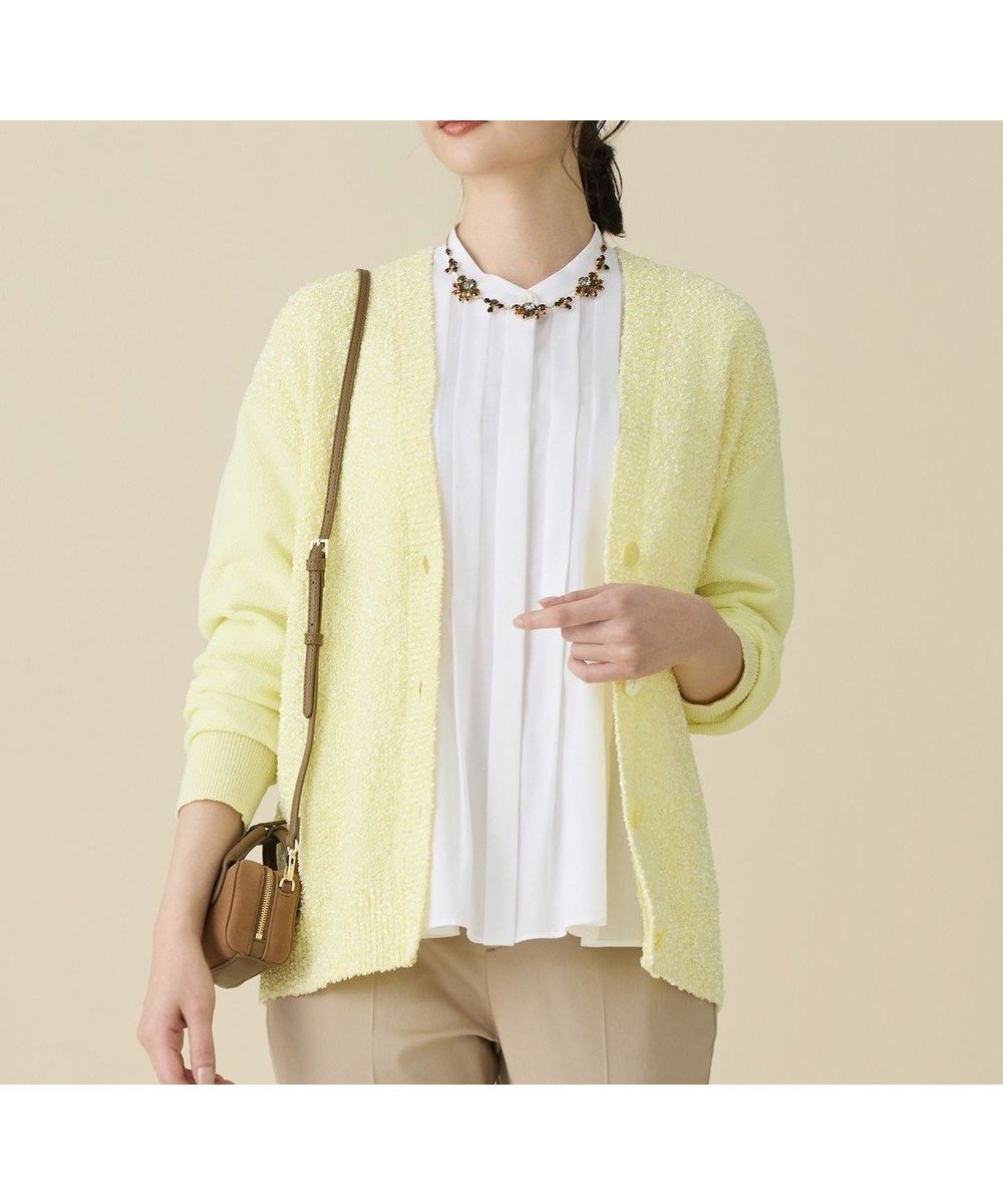 【自由区/JIYU-KU】のブークレミックスツイードニット カーディガン インテリア・キッズ・メンズ・レディースファッション・服の通販 founy(ファニー) ファッション Fashion レディースファッション Fashion for Women トップス・カットソー Cut & Sew Tops ニット Knit Tops & Sweaters カーディガン・羽織り Layered Style Cardigans 春 Spring カーディガン Cardigan, Knitwear コンパクト Compact, Small Size スタンダード Standard, Basic ベーシック Basic, Essential ミックス Mix, Mixed Style メタル Metal, Metal Parts S/S・春夏 SS, Spring/Summer, Warm Season 夏 Summer イエロー|ID: prp329100004791673 ipo3291000000034768019