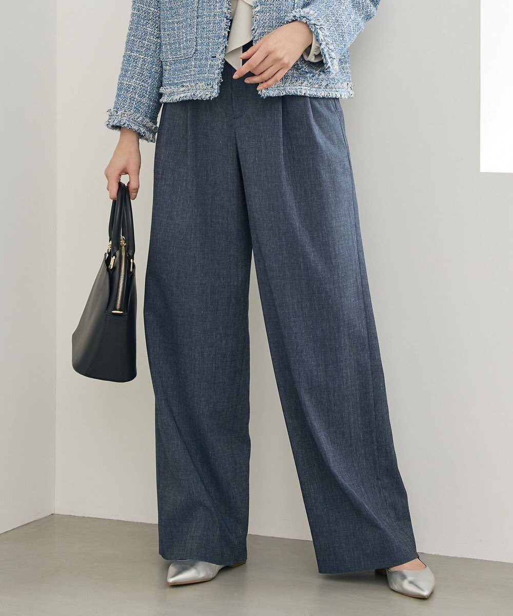 【自由区/JIYU-KU】の【セットアップ対応】ソフトリネンダンガリーワイド パンツ インテリア・キッズ・メンズ・レディースファッション・服の通販 founy(ファニー) 　ファッション　Fashion　レディースファッション　Fashion for Women　セットアップ　Matching Sets　レディースパンツ・ボトムス　Pants & Trousers / Bottoms　シンプル　Simple, Minimal　ストレッチ　Stretch, Stretchy Fabric　セットアップ　Set-Up, Coordinated Outfit　ワイド　Wide, Wide Fit　エレガント 上品　Elegant　夏　Summer　春　Spring　S/S・春夏　SS, Spring/Summer, Warm Season　ネイビー|ID: prp329100004791676 ipo3291000000035482737
