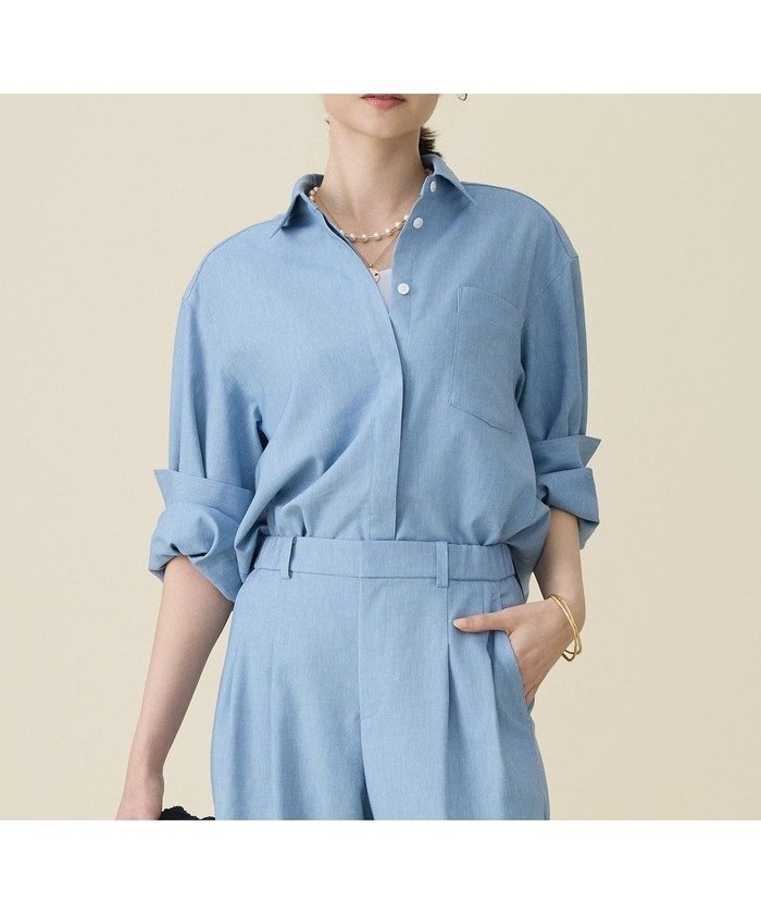 【自由区/JIYU-KU】の【セットアップ対応】ソフトリネンダンガリー シャツ インテリア・キッズ・メンズ・レディースファッション・服の通販 founy(ファニー) https://founy.com/ ファッション Fashion レディースファッション Fashion for Women トップス・カットソー Cut & Sew Tops シャツ・ブラウス・オフィスカジュアル Elegant Blouses & Button-Ups セットアップ Matching Sets レディーストップス・ブラウス Tops & Blouses / Assorted Women's Tops ストレッチ Stretch, Stretchy Fabric セットアップ Set-Up, Coordinated Outfit リラックス Relax, Relaxed Fit ワイド Wide, Wide Fit エレガント 上品 Elegant 夏 Summer 春 Spring S/S・春夏 SS, Spring/Summer, Warm Season |ID: prp329100004791677 ipo3291000000034768032