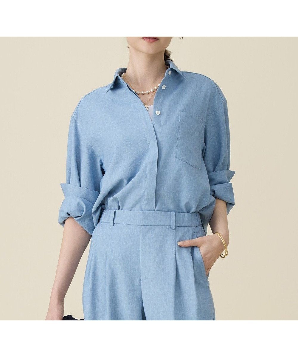【自由区/JIYU-KU】の【セットアップ対応】ソフトリネンダンガリー シャツ インテリア・キッズ・メンズ・レディースファッション・服の通販 founy(ファニー) ファッション Fashion レディースファッション Fashion for Women トップス・カットソー Cut & Sew Tops シャツ・ブラウス・オフィスカジュアル Elegant Blouses & Button-Ups セットアップ Matching Sets レディーストップス・ブラウス Tops & Blouses / Assorted Women's Tops ストレッチ Stretch, Stretchy Fabric セットアップ Set-Up, Coordinated Outfit リラックス Relax, Relaxed Fit ワイド Wide, Wide Fit エレガント 上品 Elegant 夏 Summer 春 Spring S/S・春夏 SS, Spring/Summer, Warm Season サックス|ID: prp329100004791677 ipo3291000000034768033