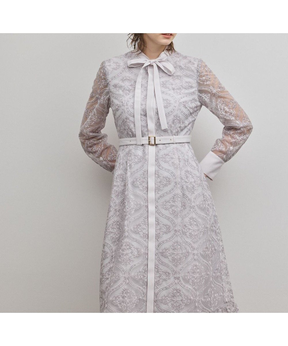 【グレース コンチネンタル/GRACE CONTINENTAL】のオーナメント刺繍フレアワンピース インテリア・キッズ・メンズ・レディースファッション・服の通販 founy(ファニー) ファッション Fashion レディースファッション Fashion for Women ワンピース Dresses フレア Flare, Flared リボン Ribbon, Bow ラベンダー|ID: prp329100004791722 ipo3291000000034768220