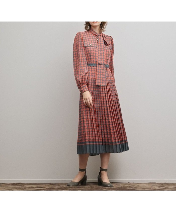 【グレース コンチネンタル/GRACE CONTINENTAL】のバイカラーチェックプリントワンピース インテリア・キッズ・メンズ・レディースファッション・服の通販 founy(ファニー) https://founy.com/ ファッション Fashion レディースファッション Fashion for Women ワンピース Dresses パターン Pattern, Design Print プリント Print, Printed Pattern プリーツ Pleats, Pleated 手描き Hand-Drawn, Illustrated A/W・秋冬 Autumn/Winter |ID: prp329100004791727 ipo3291000000034768233