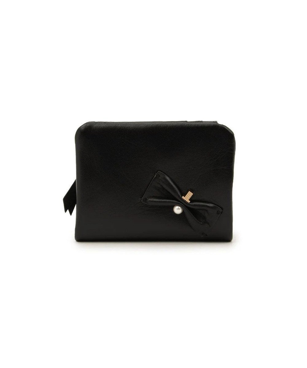 【ランバン オン ブルー/LANVIN en Bleu】のペアル 二つ折Lファスナー財布 インテリア・キッズ・メンズ・レディースファッション・服の通販 founy(ファニー) 　ファッション　Fashion　レディースファッション　Fashion for Women　ミニ財布・二つ折り財布　Wallets & Card Cases　アシンメトリー　Asymmetrical Style　パール　Pearl, Pearl Accent　フェミニン　Feminine, Girly　フォルム　Silhouette, Form　モチーフ　Motif, Design Theme　リボン　Ribbon, Bow　エレガント 上品　Elegant　日本製　Made In Japan　財布　Wallet, Purse　ブラック|ID: prp329100004791737 ipo3291000000034768264