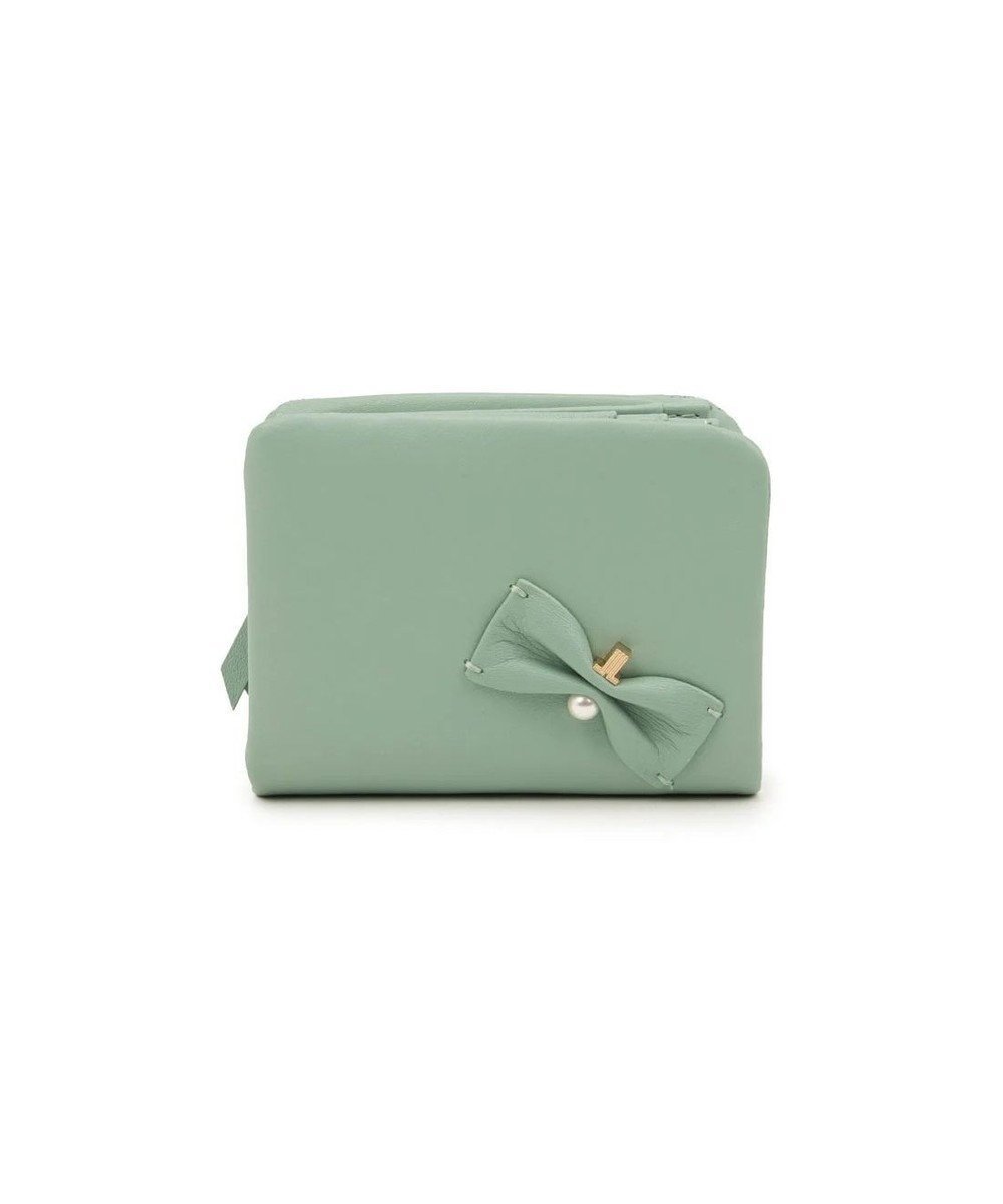 【ランバン オン ブルー/LANVIN en Bleu】のペアル 二つ折Lファスナー財布 インテリア・キッズ・メンズ・レディースファッション・服の通販 founy(ファニー) 　ファッション　Fashion　レディースファッション　Fashion for Women　ミニ財布・二つ折り財布　Wallets & Card Cases　アシンメトリー　Asymmetrical Style　パール　Pearl, Pearl Accent　フェミニン　Feminine, Girly　フォルム　Silhouette, Form　モチーフ　Motif, Design Theme　リボン　Ribbon, Bow　エレガント 上品　Elegant　日本製　Made In Japan　財布　Wallet, Purse　グリーン|ID: prp329100004791737 ipo3291000000034768266