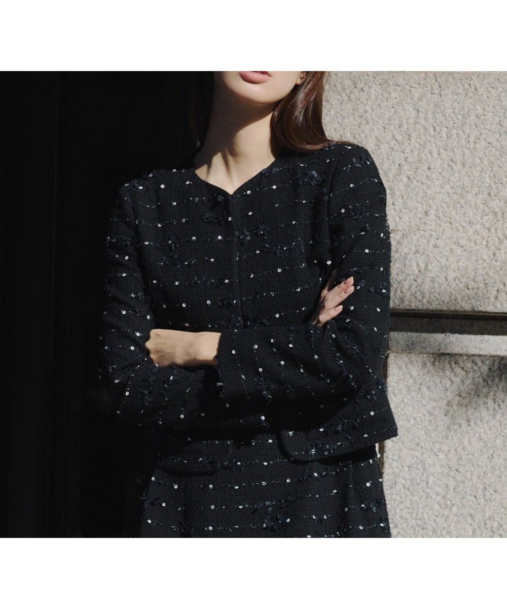 【トッカ/TOCCA】の【宮本茉由さん着用】FLOWER HIDE AND SEEK ジャケット インテリア・キッズ・メンズ・レディースファッション・服の通販 founy(ファニー) ファッションモデル・俳優・女優 Models 女性 Women 宮本茉由 MIyamoto Mayu ファッション Fashion レディースファッション Fashion for Women アウター Coat / Outerwear Collection レディースジャケット・軽アウター Jackets ノーカラージャケット / シンプル上品コーデ Collarless Jackets エレガント 上品 Elegant コンパクト Compact, Small Size ジャケット Jacket, Outerwear スパンコール Sequins, Sequin Embellishment セットアップ Set-Up, Coordinated Outfit ドレス Dress, One-Piece バランス Balance, Style Balance フラワー Flower, Floral フレア Flare, Flared 夏 Summer S/S・春夏 SS, Spring/Summer, Warm Season A/W・秋冬 Autumn/Winter ブラック系|ID: prp329100004791747 ipo3291000000034846486