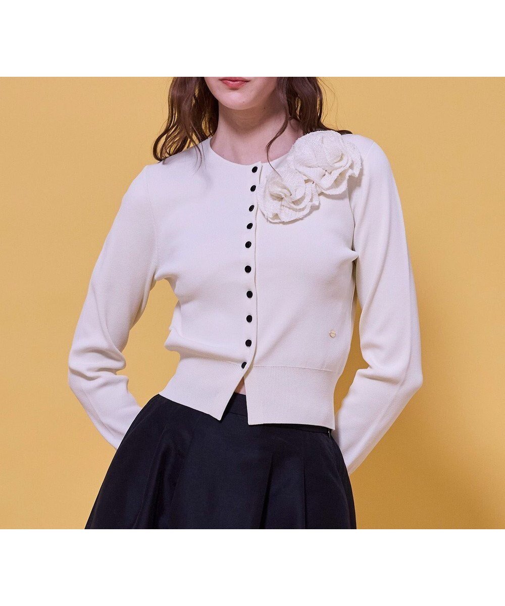 【トッカ/TOCCA】のGLOW CORSAGE KNIT ニットカーディガン インテリア・キッズ・メンズ・レディースファッション・服の通販 founy(ファニー) ファッション Fashion レディースファッション Fashion for Women トップス・カットソー Cut & Sew Tops ニット Knit Tops & Sweaters カーディガン・羽織り Layered Style Cardigans エレガント 上品 Elegant カーディガン Cardigan, Knitwear ツイード/ツィード Choker, Choker Necklace ドレス Dress, One-Piece フラワー Flower, Floral モチーフ Motif, Design Theme A/W・秋冬 Autumn/Winter S/S・春夏 SS, Spring/Summer, Warm Season 夏 Summer アイボリー系|ID: prp329100004791753 ipo3291000000034768331