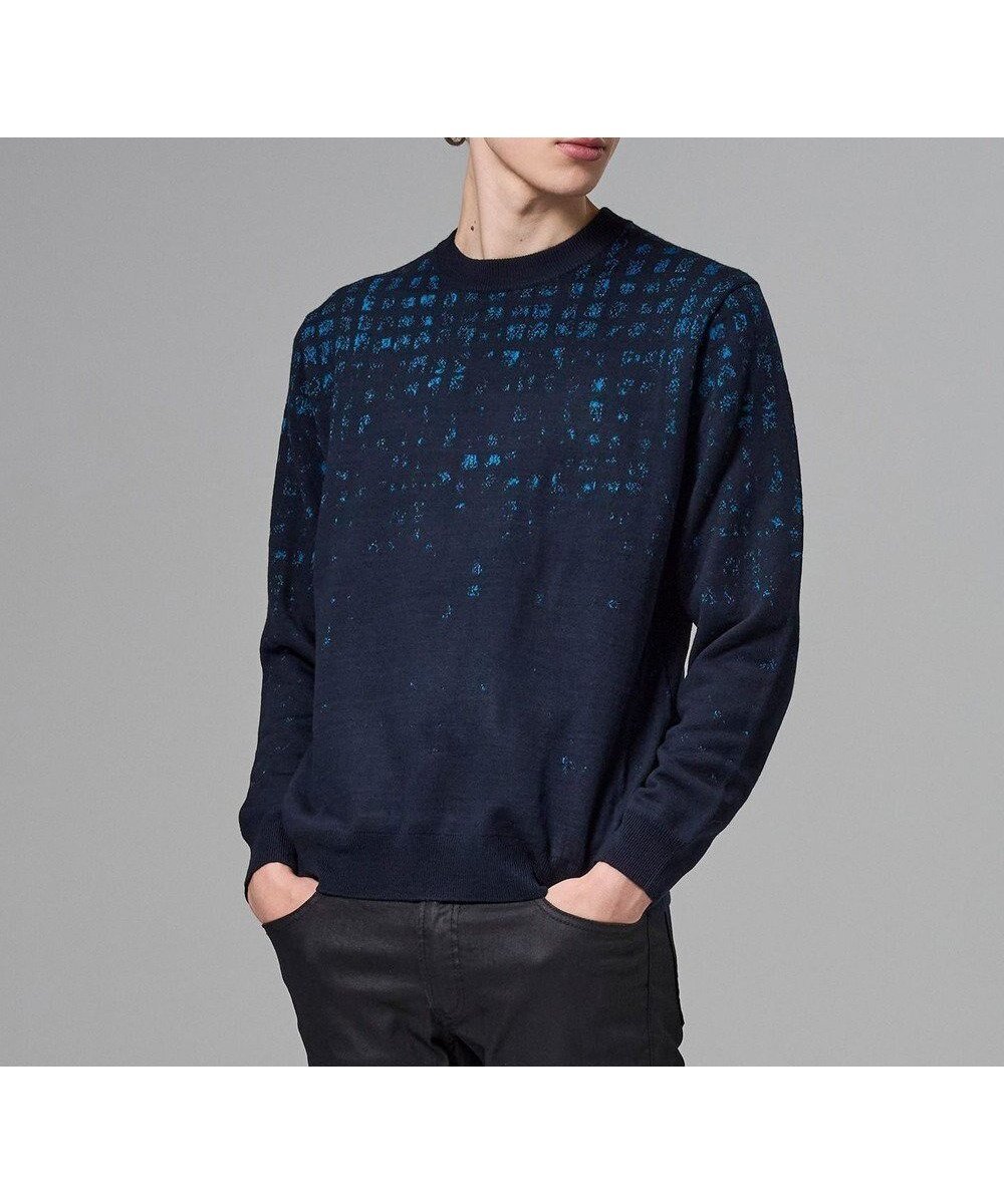 【ジョゼフ オム/JOSEPH HOMME / MEN】のドローイングブレイドジャガード クルーネック長袖ニット インテリア・キッズ・メンズ・レディースファッション・服の通販 founy(ファニー) ファッション Fashion メンズファッション Fashion for Men トップス・カットソー Cut & Sew Tops ニット・セーター / 定番トップス Knit Tops & Sweaters アクリル Acrylic Material ギフト プレゼント Gift / Present グラデーション Gradient, Ombre ジャカード/ジャガード Jacquard, Woven Pattern セーター Sweater, Knitwear チェック Check, Plaid, Tartan エレガント 上品 Elegant A/W・秋冬 Autumn/Winter 長袖 Long Sleeve, Full Sleeve ネイビー系3|ID: prp329100004793229 ipo3291000000034778894