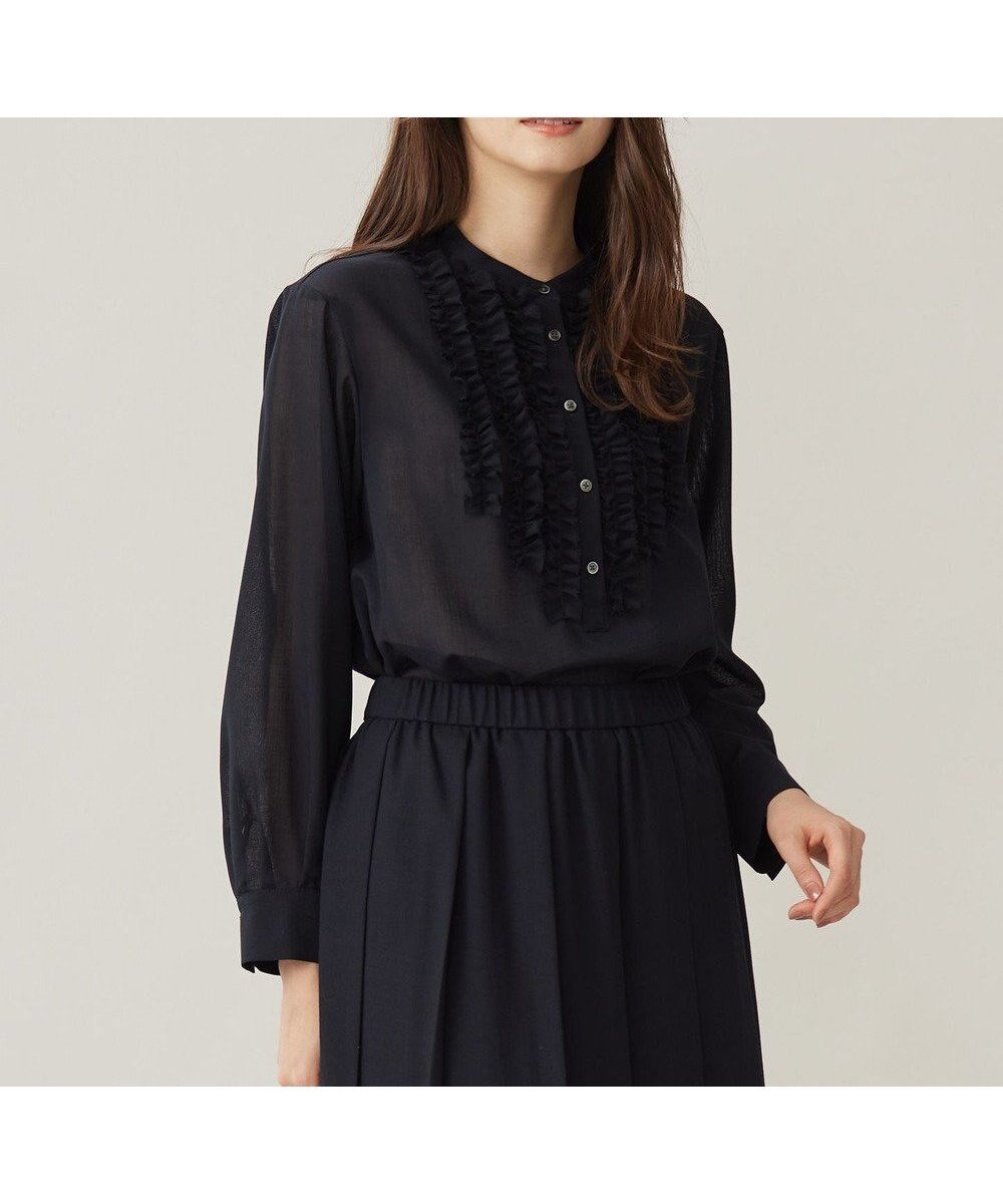 【自由区/JIYU-KU】の【セットアップ対応・洗える】ハイツイストビエラフロントフリル ブラウス インテリア・キッズ・メンズ・レディースファッション・服の通販 founy(ファニー) ファッション Fashion レディースファッション Fashion for Women トップス・カットソー Cut & Sew Tops シャツ・ブラウス・オフィスカジュアル Elegant Blouses & Button-Ups セットアップ Matching Sets レディーストップス・ブラウス Tops & Blouses / Assorted Women's Tops カーディガン Cardigan, Knitwear ジャケット Jacket, Outerwear ストレッチ Stretch, Stretchy Fabric ストレート Straight, Straight Cut セットアップ Set-Up, Coordinated Outfit フリル Frill, Ruffle フロント Front, Front Design ボトム Bottoms, Lower Wear 洗える Machine Washable A/W・秋冬 Autumn/Winter ネイビー|ID: prp329100004793231 ipo3291000000034778902