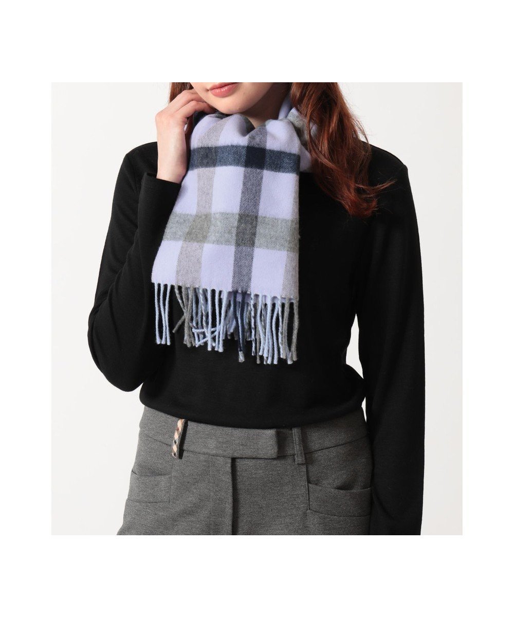 【ダックス/DAKS】のウールチェックストール インテリア・キッズ・メンズ・レディースファッション・服の通販 founy(ファニー) 　ファッション　Fashion　レディースファッション　Fashion for Women　スカーフ　Scarf, Neckwear　ストール　Stole, Wrap　チェック　Check, Plaid, Tartan　バンダナ　Bandana, Head Scarf　ビジネス 仕事 通勤　Business / Work / Commuting　フリンジ　Fringe, Tassel　パープル|ID: prp329100004793254 ipo3291000000034779008