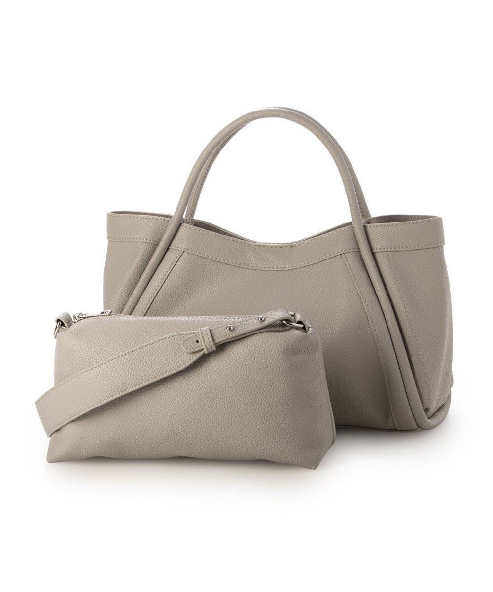 【アンビリオン/UNBILLION】のカシュカシュ cachechche / 通しハンドルシュリンク横長トート インテリア・キッズ・メンズ・レディースファッション・服の通販 founy(ファニー) 　ファッション　Fashion　レディースファッション　Fashion for Women　バッグ　Bags　カラフル　Colorful Design　ショルダー　Shoulder, Shoulder Strap　シンプル　Simple, Minimal　ハンド　Hand, Handmade　ミックス　Mix, Mixed Style　モチーフ　Motif, Design Theme　再入荷　Restock / Back in Stock　エレガント 上品　Elegant　ライトグレー|ID: prp329100004793257 ipo3291000000034779019