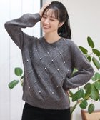 【ティアクラッセ/Tiaclasse】のダイヤ柄パール付きニットプルオーバー グレー|ID: prp329100004793265 ipo3291000000034779063