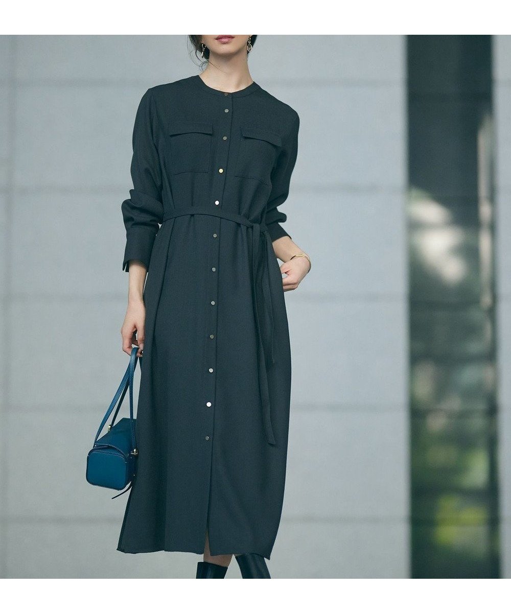 【23区/NIJYUSANKU】のポリエステルウール シャツワンピース インテリア・キッズ・メンズ・レディースファッション・服の通販 founy(ファニー) ファッション Fashion レディースファッション Fashion for Women ワンピース Dresses シャツワンピース / 1枚で着映えコーデ Shirt Dresses 秋 Autumn カーディガン Cardigan, Knitwear チェック Check, Plaid, Tartan ポケット Pocket, Pocket Detail 羽織 Haori, Light Jacket A/W・秋冬 Autumn/Winter 冬 Winter / This Winter 2023年 2023 2023-2024秋冬・A/W Autumn/Winter 2023–24 AW23–24 エレガント 上品 Elegant チャコールグレー系|ID: prp329100004793278 ipo3291000000034779121