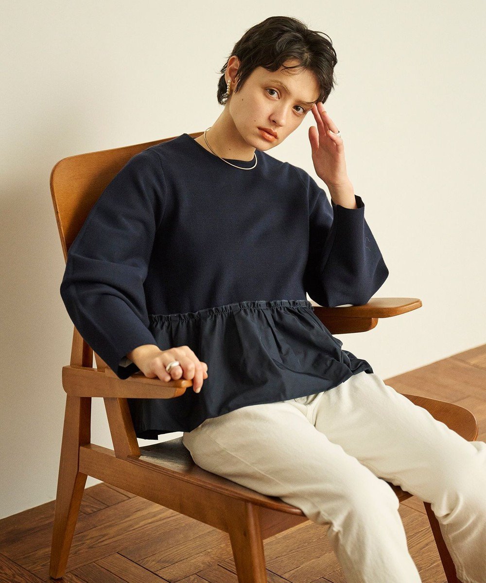 【ハッシュニュアンス/#Newans】の【洗える】コンビネーションペプラムチュニックニット インテリア・キッズ・メンズ・レディースファッション・服の通販 founy(ファニー) ファッション Fashion レディースファッション Fashion for Women トップス・カットソー Cut & Sew Tops ニット Knit Tops & Sweaters エレガント 上品 Elegant 洗える Machine Washable ギャザー Gathered, Ruffled 軽量 Lightweight, Ultra Light シルク Silk, 100% Silk シンプル Simple, Minimal セットアップ Set-Up, Coordinated Outfit セーター Sweater, Knitwear ペプラム Peplum, Flared Hem A/W・秋冬 Autumn/Winter ネイビー|ID: prp329100004793279 ipo3291000000034779126