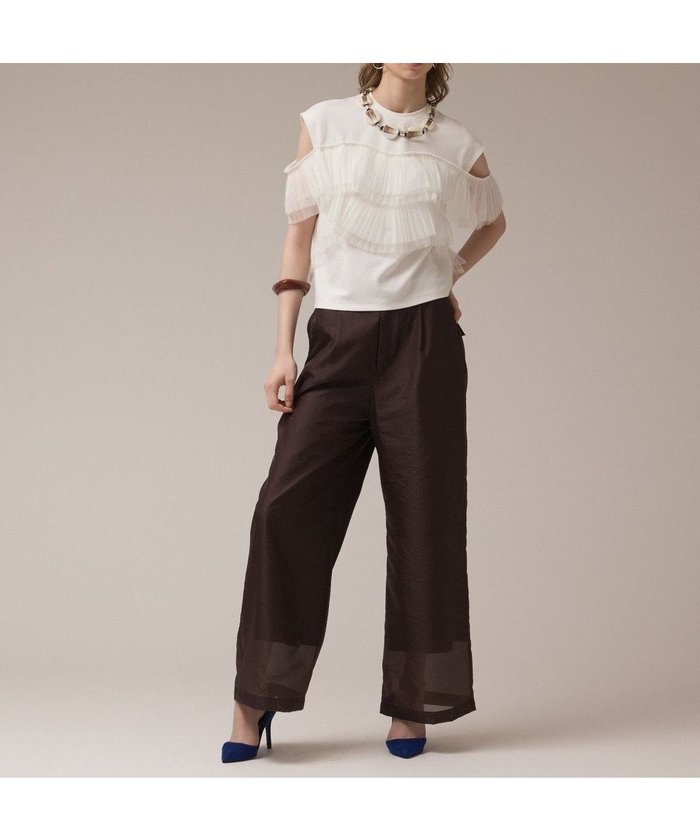 【グレース コンチネンタル/GRACE CONTINENTAL】のプリーツチュールカットトップ インテリア・キッズ・メンズ・レディースファッション・服の通販 founy(ファニー) https://founy.com/ ファッション Fashion レディースファッション Fashion for Women トップス・カットソー Cut & Sew Tops シャツ・ブラウス・オフィスカジュアル Elegant Blouses & Button-Ups ロングTシャツ・Tシャツ Longline T-Shirts & Tees カットソー・ベーシックTシャツ Cut-and-Sewn Tops / Stretch Tees & Basics カットソー Cut and Sewn Top シアー Sheer, See-Through チュール Tulip, Tulip Motif プリーツ Pleats, Pleated ロマンティック Romantic, Feminine Style エレガント 上品 Elegant 夏 Summer 春 Spring S/S・春夏 SS, Spring/Summer, Warm Season |ID: prp329100004793289 ipo3291000000034779178