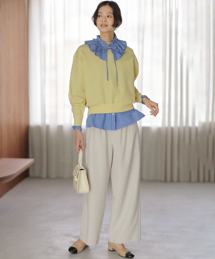 【組曲/KUMIKYOKU】のシュットクロスワイド パンツ インテリア・キッズ・メンズ・レディースファッション・服の通販 founy(ファニー) https://founy.com/ ファッション Fashion レディースファッション Fashion for Women パンツ Pants & Trousers 春 Spring シャンブレー Chambray, Denim-Like Fabric ジャケット Jacket, Outerwear セットアップ Set-Up, Coordinated Outfit フロント Front, Front Design ワイド Wide, Wide Fit S/S・春夏 SS, Spring/Summer, Warm Season 夏 Summer |ID: prp329100004797330 ipo3291000000035005221