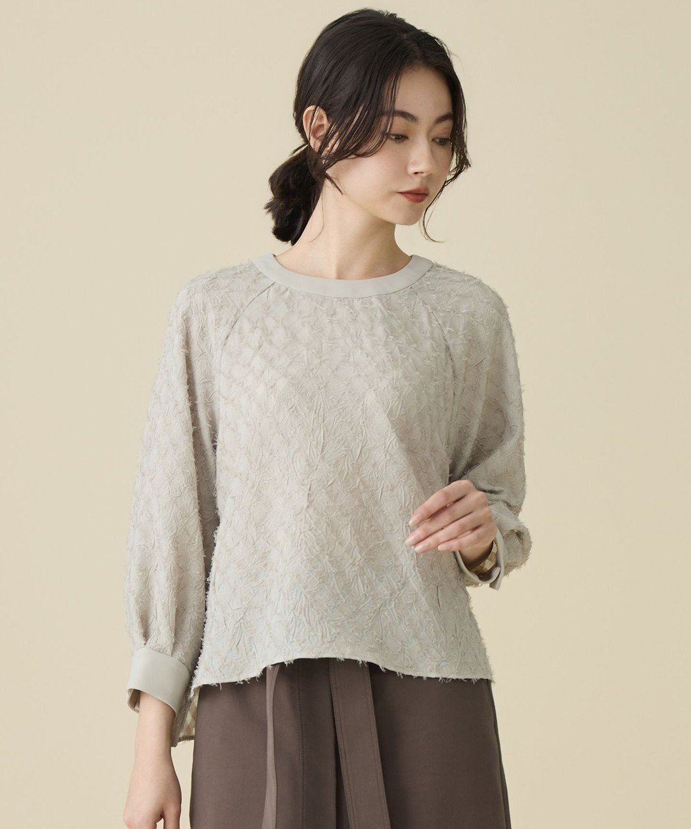 【自由区/JIYU-KU】の【セットアップ対応】ワッシャーカットジャカード ブラウス インテリア・キッズ・メンズ・レディースファッション・服の通販 founy(ファニー) 　ファッション　Fashion　レディースファッション　Fashion for Women　トップス・カットソー　Cut & Sew Tops　シャツ・ブラウス・オフィスカジュアル　Elegant Blouses & Button-Ups　セットアップ　Matching Sets　レディーストップス・ブラウス　Tops & Blouses / Assorted Women's Tops　春　Spring　カフス　Cuff Design　切替　Switching, Contrast Panel　ジャカード／ジャガード　Jacquard, Woven Pattern　ジュエリー　Jewelry, Accessories　スリーブ　Sleeve, Long Sleeve / Short Sleeve　セットアップ　Set-Up, Coordinated Outfit　チュール　Tulip, Tulip Motif　フォーマル　Formal, Dressy　リラックス　Relax, Relaxed Fit　S/S・春夏　SS, Spring/Summer, Warm Season　おすすめ　Recommended / Our Picks　夏　Summer　エレガント 上品　Elegant　ベージュ|ID: prp329100004797331 ipo3291000000034807099