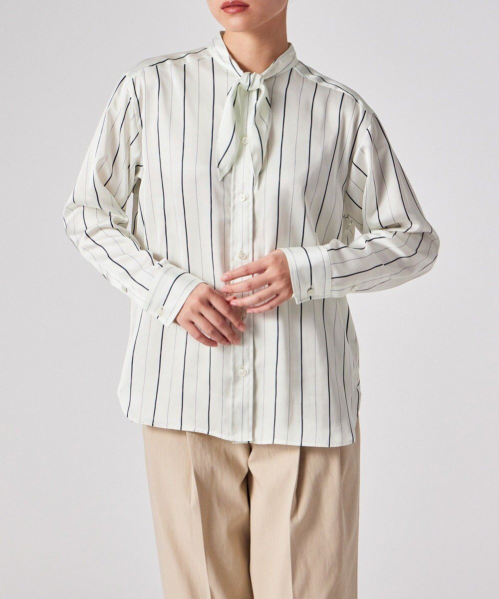 【ポール スミス/Paul Smith】のサテンストライプ ブラウス インテリア・キッズ・メンズ・レディースファッション・服の通販 founy(ファニー) 　ファッション　Fashion　レディースファッション　Fashion for Women　トップス・カットソー　Cut & Sew Tops　シャツ・ブラウス・オフィスカジュアル　Elegant Blouses & Button-Ups　オケージョン　Occasion Wear　サテン　Satin, Glossy Fabric　ストライプ　Stripe, Striped Pattern　フェミニン　Feminine, Girly　プリント　Print, Printed Pattern　エレガント 上品　Elegant　夏　Summer　S/S・春夏　SS, Spring/Summer, Warm Season　A/W・秋冬　Autumn/Winter　ホワイト|ID: prp329100004797342 ipo3291000000034992974