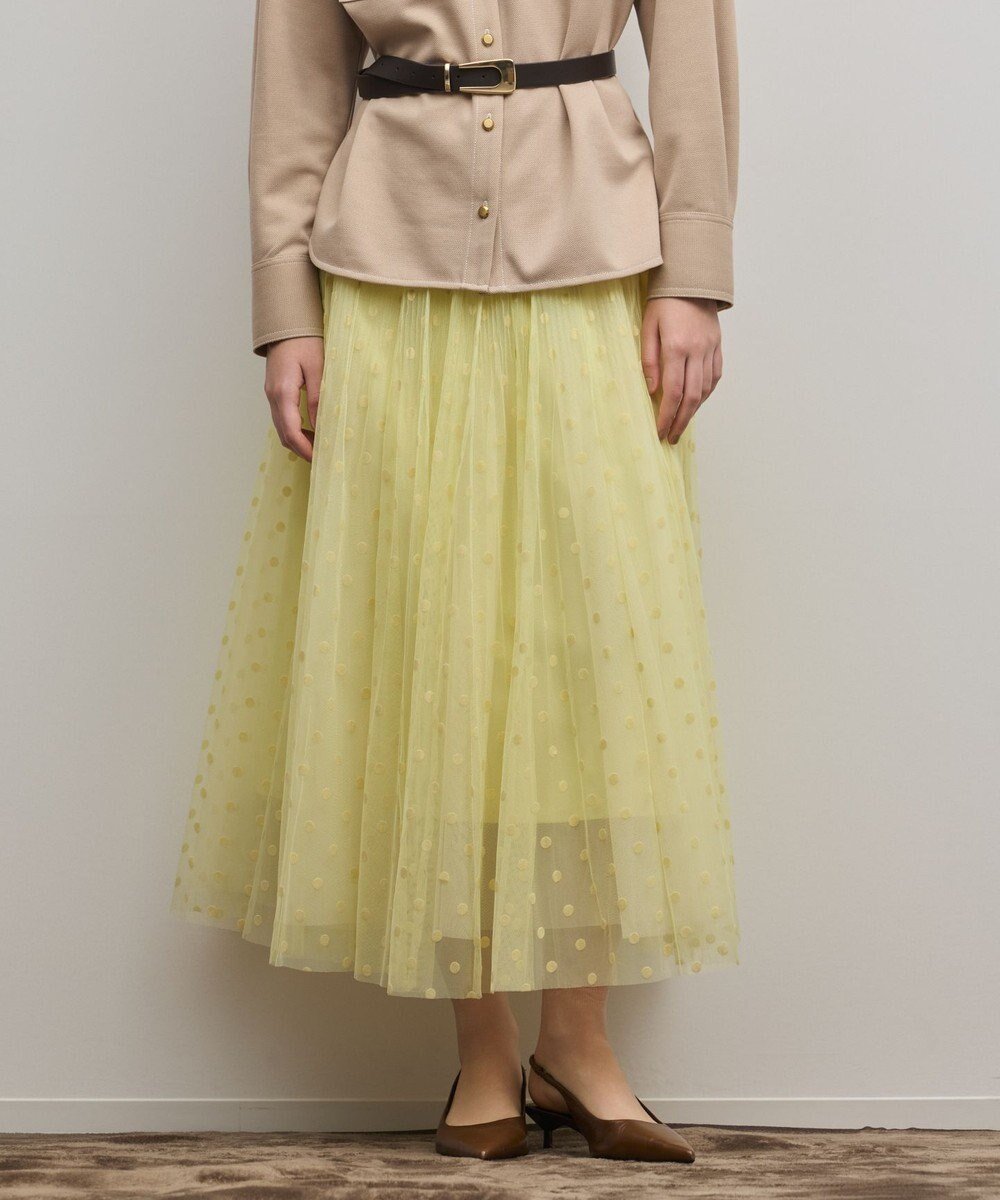 【グレース コンチネンタル/GRACE CONTINENTAL】のフロッキードットプリーツスカート インテリア・キッズ・メンズ・レディースファッション・服の通販 founy(ファニー) 　ファッション　Fashion　レディースファッション　Fashion for Women　スカート　Skirts　プリーツスカート / 上品フェミニンスタイル　Pleated Skirts　イエロー　Yellow　シューズ　Shoes, Footwear　チュール　Tulip, Tulip Motif　ドット　Polka Dot, Dot Pattern　バランス　Balance, Style Balance　フェミニン　Feminine, Girly　プリーツ　Pleats, Pleated　春　Spring　A/W・秋冬　Autumn/Winter　イエロー|ID: prp329100004797379 ipo3291000000034807295