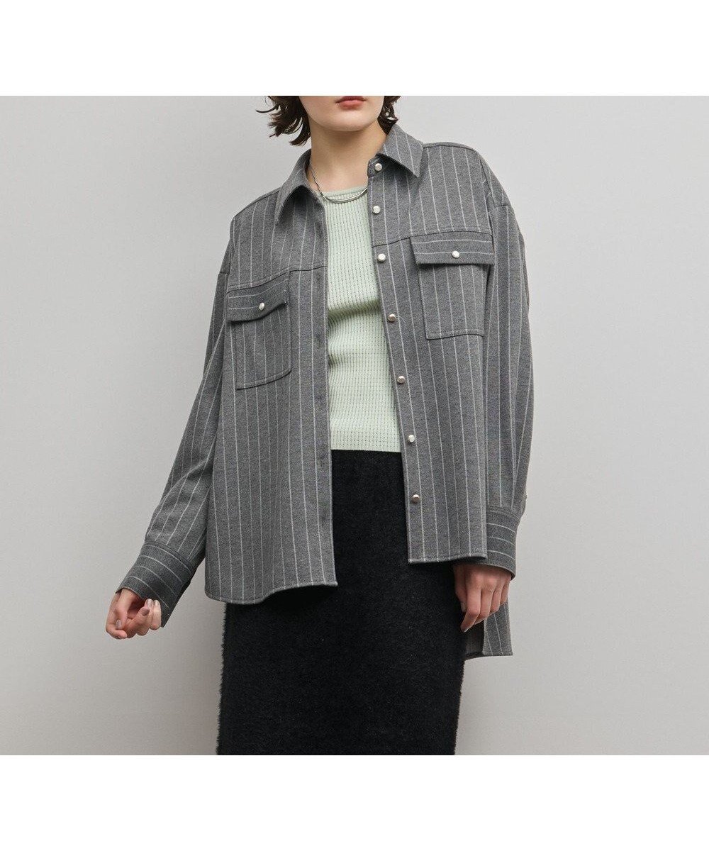 【グレース コンチネンタル/GRACE CONTINENTAL】のジャージビッグシャツ インテリア・キッズ・メンズ・レディースファッション・服の通販 founy(ファニー) ファッション Fashion レディースファッション Fashion for Women トップス・カットソー Cut & Sew Tops シャツ・ブラウス・オフィスカジュアル Elegant Blouses & Button-Ups おすすめ Recommended / Our Picks セットアップ Set-Up, Coordinated Outfit A/W・秋冬 Autumn/Winter ストライプ|ID: prp329100004797382 ipo3291000000034807305