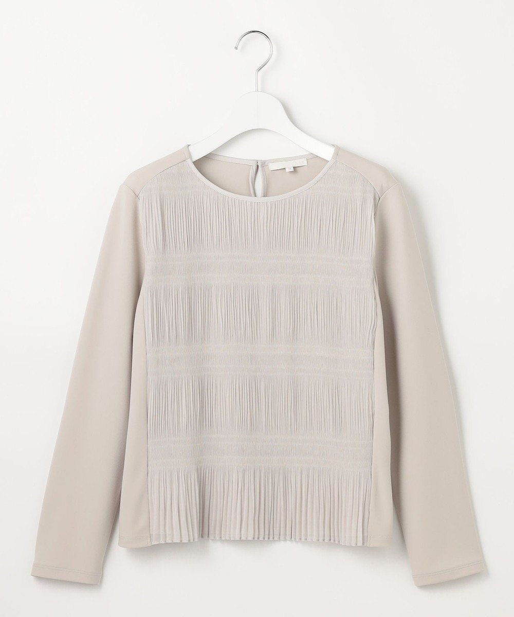 【自由区/JIYU-KU】のプリーツコンビジャージ ブラウス インテリア・キッズ・メンズ・レディースファッション・服の通販 founy(ファニー) ファッション Fashion レディースファッション Fashion for Women トップス・カットソー Cut & Sew Tops シャツ・ブラウス・オフィスカジュアル Elegant Blouses & Button-Ups ロングTシャツ・Tシャツ Longline T-Shirts & Tees カットソー・ベーシックTシャツ Cut-and-Sewn Tops / Stretch Tees & Basics カットソー Cut and Sewn Top ジャケット Jacket, Outerwear ジョーゼット Georgette, Semi-Sheer Fabric ストレッチ Stretch, Stretchy Fabric フロント Front, Front Design プリーツ Pleats, Pleated リラックス Relax, Relaxed Fit エレガント 上品 Elegant 夏 Summer 春 Spring S/S・春夏 SS, Spring/Summer, Warm Season グレージュ|ID: prp329100004797387 ipo3291000000034807322