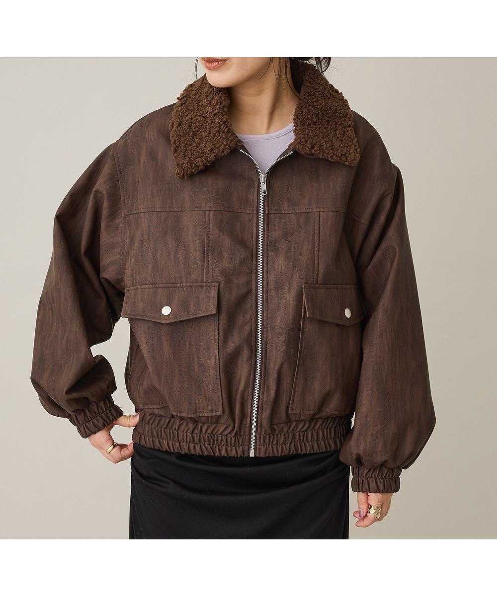 【クラフトスタンダードブティック/CRAFT STANDARD BOUTIQUE】のフェイクレザー衿ボアブルゾン インテリア・キッズ・メンズ・レディースファッション・服の通販 founy(ファニー) 　ファッション　Fashion　レディースファッション　Fashion for Women　アウター　Coat / Outerwear Collection　レディースジャケット・軽アウター　Jackets　ブルゾンジャケット・スポーティアウター　Blouson Jackets　インナー　Innerwear　ジャケット　Jacket, Outerwear　スタイリッシュ　Stylish, Fashionable　スニーカー　Sneakers, Trainers　ダウン　Down, Puffer　バランス　Balance, Style Balance　フェイクレザー　Faux Leather, PU Leather　フェミニン　Feminine, Girly　フラップ　Flap, Flap Pocket　ブルゾン　Blouson, Bomber Jacket　プリント　Print, Printed Pattern　ポケット　Pocket, Pocket Detail　ロング　Long, Long-Length　A/W・秋冬　Autumn/Winter　おすすめ　Recommended / Our Picks　エレガント 上品　Elegant　Brown|ID: prp329100004797392 ipo3291000000035549332