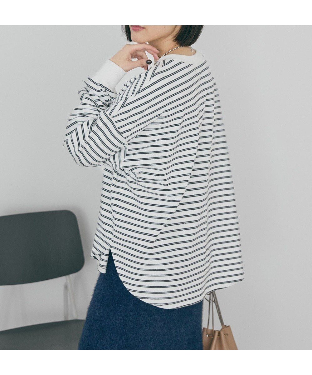 【アメリカンホリック/AMERICAN HOLIC】のソフトタッチボーダープルオーバー 人気、トレンドファッション・服の通販 founy(ファニー) ファッション Fashion レディースファッション Fashion for Women トップス・カットソー Cut & Sew Tops シャツ・ブラウス・オフィスカジュアル Elegant Blouses & Button-Ups ロングTシャツ・Tシャツ Longline T-Shirts & Tees カジュアルプルオーバー・ニットトップス Pullovers & Knit Tops / Casual Pullovers カットソー・ベーシックTシャツ Cut-and-Sewn Tops / Stretch Tees & Basics アメリカン American Style カットソー Cut and Sewn Top スタイリッシュ Stylish, Fashionable ヘムライン Hemline, Bottom Cut ボーダー Border, Stripe ポケット Pocket, Pocket Detail A/W・秋冬 Autumn/Winter おすすめ Recommended / Our Picks other-1|ID: prp329100004797395 ipo3291000000034807347