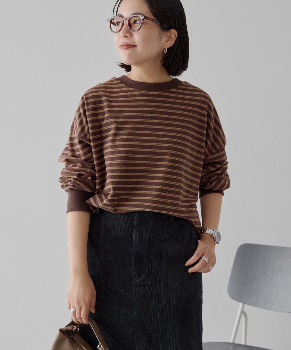 【アメリカンホリック/AMERICAN HOLIC】のソフトタッチボーダープルオーバー インテリア・キッズ・メンズ・レディースファッション・服の通販 founy(ファニー) ファッション Fashion レディースファッション Fashion for Women トップス・カットソー Cut & Sew Tops シャツ・ブラウス・オフィスカジュアル Elegant Blouses & Button-Ups ロングTシャツ・Tシャツ Longline T-Shirts & Tees カジュアルプルオーバー・ニットトップス Pullovers & Knit Tops / Casual Pullovers カットソー・ベーシックTシャツ Cut-and-Sewn Tops / Stretch Tees & Basics アメリカン American Style カットソー Cut and Sewn Top スタイリッシュ Stylish, Fashionable ヘムライン Hemline, Bottom Cut ボーダー Border, Stripe ポケット Pocket, Pocket Detail A/W・秋冬 Autumn/Winter おすすめ Recommended / Our Picks Brown|ID: prp329100004797395 ipo3291000000034807350