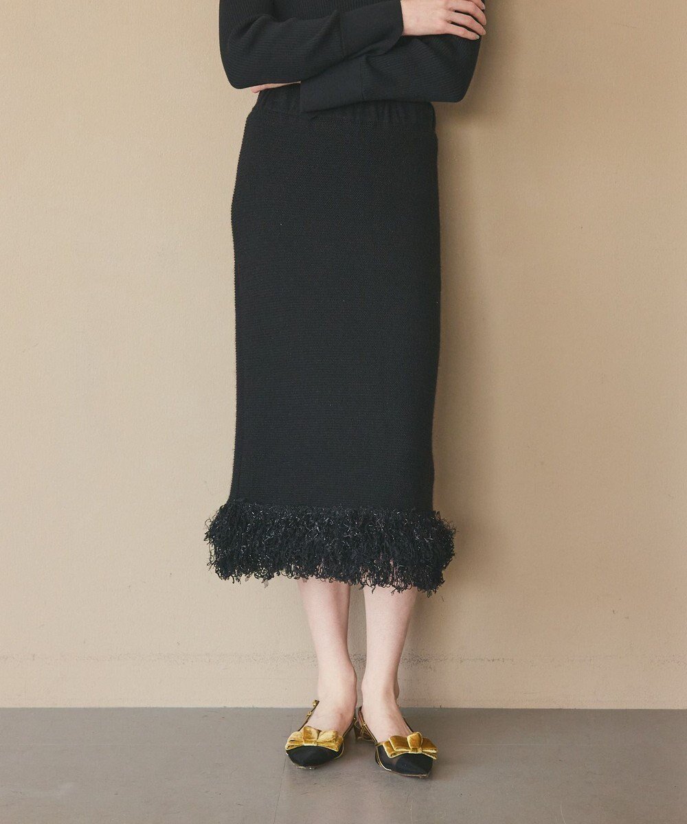 【グレース コンチネンタル/GRACE CONTINENTAL】のラメフェザーフリンジスカート インテリア・キッズ・メンズ・レディースファッション・服の通販 founy(ファニー) 　ファッション　Fashion　レディースファッション　Fashion for Women　スカート　Skirts　おすすめ　Recommended / Our Picks　アンゴラ　Angora Knitwear　セットアップ　Set-Up, Coordinated Outfit　フェザーヤーン　Feather Yarn, Fluffy Yarn　フリンジ　Fringe, Tassel　ホリデーシーズン　Holiday Season　リボン　Ribbon, Bow　エレガント 上品　Elegant　A/W・秋冬　Autumn/Winter　ブラック|ID: prp329100004797399 ipo3291000000034807360