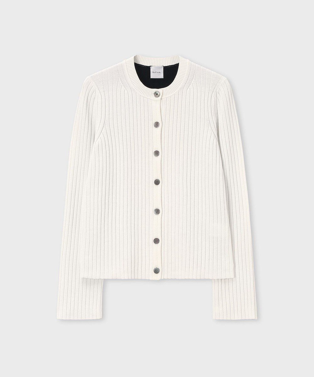 【ポール スミス/Paul Smith】のバイカラー スリット カーディガン インテリア・キッズ・メンズ・レディースファッション・服の通販 founy(ファニー) 　ファッション　Fashion　レディースファッション　Fashion for Women　トップス・カットソー　Cut & Sew Tops　カーディガン・羽織り　Layered Style Cardigans　インナー　Innerwear　カーディガン　Cardigan, Knitwear　スリット　Slit, Slit Detail　デニム　Denim, Jeans Material　フィット　Fit, Slim Fit　フェミニン　Feminine, Girly　ヘムライン　Hemline, Bottom Cut　ベーシック　Basic, Essential　夏　Summer　S/S・春夏　SS, Spring/Summer, Warm Season　A/W・秋冬　Autumn/Winter　オフホワイト|ID: prp329100004797430 ipo3291000000034807472