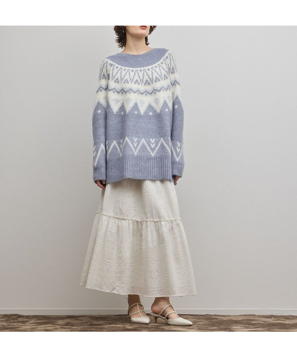 【グレース コンチネンタル/GRACE CONTINENTAL】のフェアアイルニットトップ インテリア・キッズ・メンズ・レディースファッション・服の通販 founy(ファニー) 　ファッション　Fashion　レディースファッション　Fashion for Women　トップス・カットソー　Cut & Sew Tops　ニット　Knit Tops & Sweaters　セーター　Sweater, Knitwear　リラックス　Relax, Relaxed Fit　冬　Winter / This Winter　定番　Standard, Basic Item　A/W・秋冬　Autumn/Winter　ブルー|ID: prp329100004797434 ipo3291000000036256764