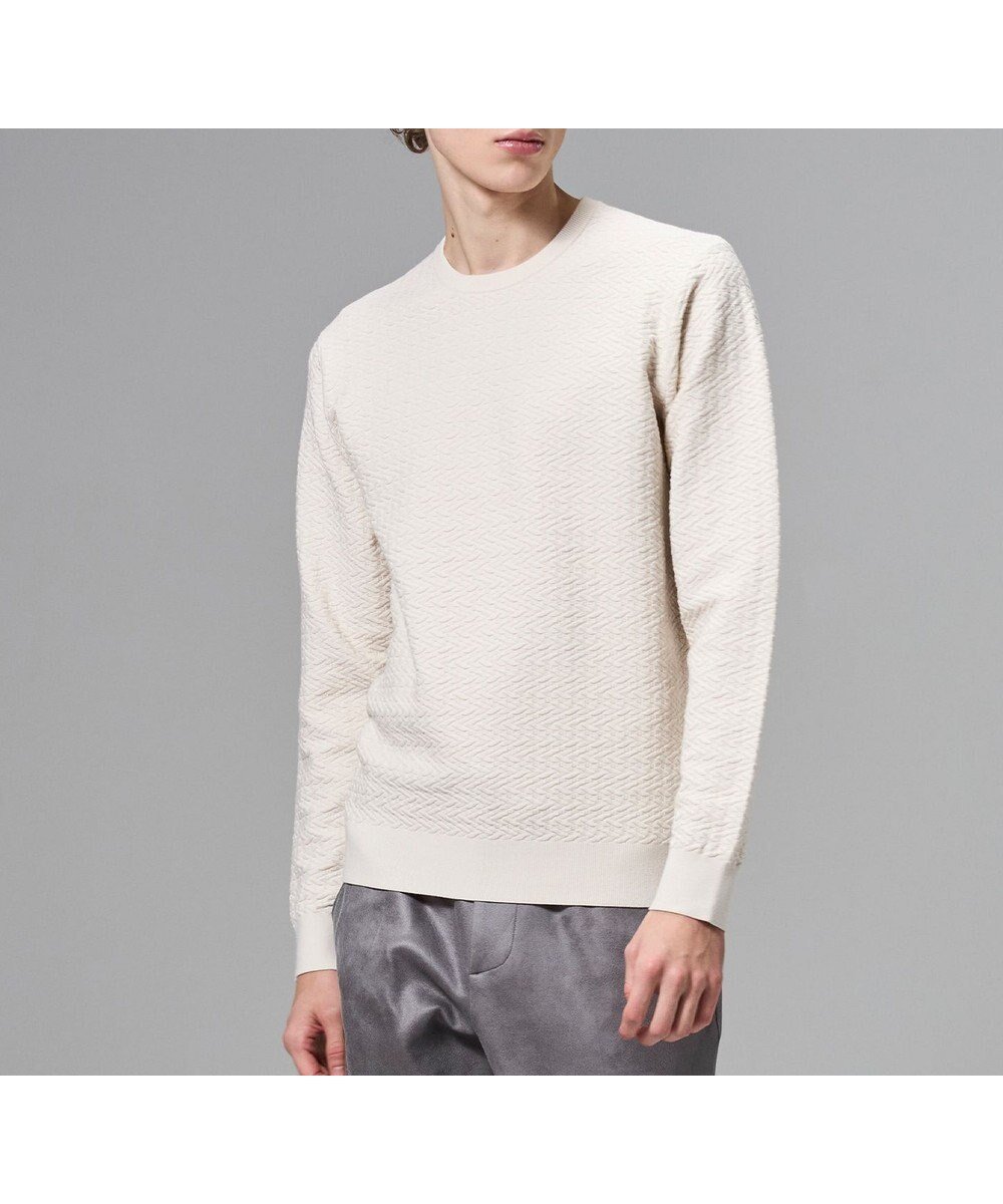 【ジョゼフ オム/JOSEPH HOMME / MEN】の新柄【イージーケア】 ヴィスコースリンクス クルーネックニット インテリア・キッズ・メンズ・レディースファッション・服の通販 founy(ファニー) ファッション Fashion メンズファッション Fashion for Men トップス・カットソー Cut & Sew Tops ニット・セーター / 定番トップス Knit Tops & Sweaters シンプル Simple, Minimal セーター Sweater, Knitwear フィット Fit, Slim Fit ボーダー Border, Stripe レギュラー Regular, Standard Fit ロング Long, Long-Length 夏 Summer 春 Spring S/S・春夏 SS, Spring/Summer, Warm Season アイボリー系|ID: prp329100004798636 ipo3291000000034817091