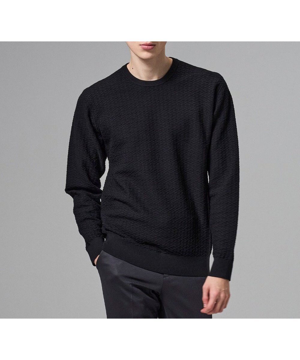 【ジョゼフ オム/JOSEPH HOMME / MEN】の新柄【イージーケア】 ヴィスコースリンクス クルーネックニット インテリア・キッズ・メンズ・レディースファッション・服の通販 founy(ファニー) ファッション Fashion メンズファッション Fashion for Men トップス・カットソー Cut & Sew Tops ニット・セーター / 定番トップス Knit Tops & Sweaters シンプル Simple, Minimal セーター Sweater, Knitwear フィット Fit, Slim Fit ボーダー Border, Stripe レギュラー Regular, Standard Fit ロング Long, Long-Length 夏 Summer 春 Spring S/S・春夏 SS, Spring/Summer, Warm Season ブラック系|ID: prp329100004798636 ipo3291000000034817092