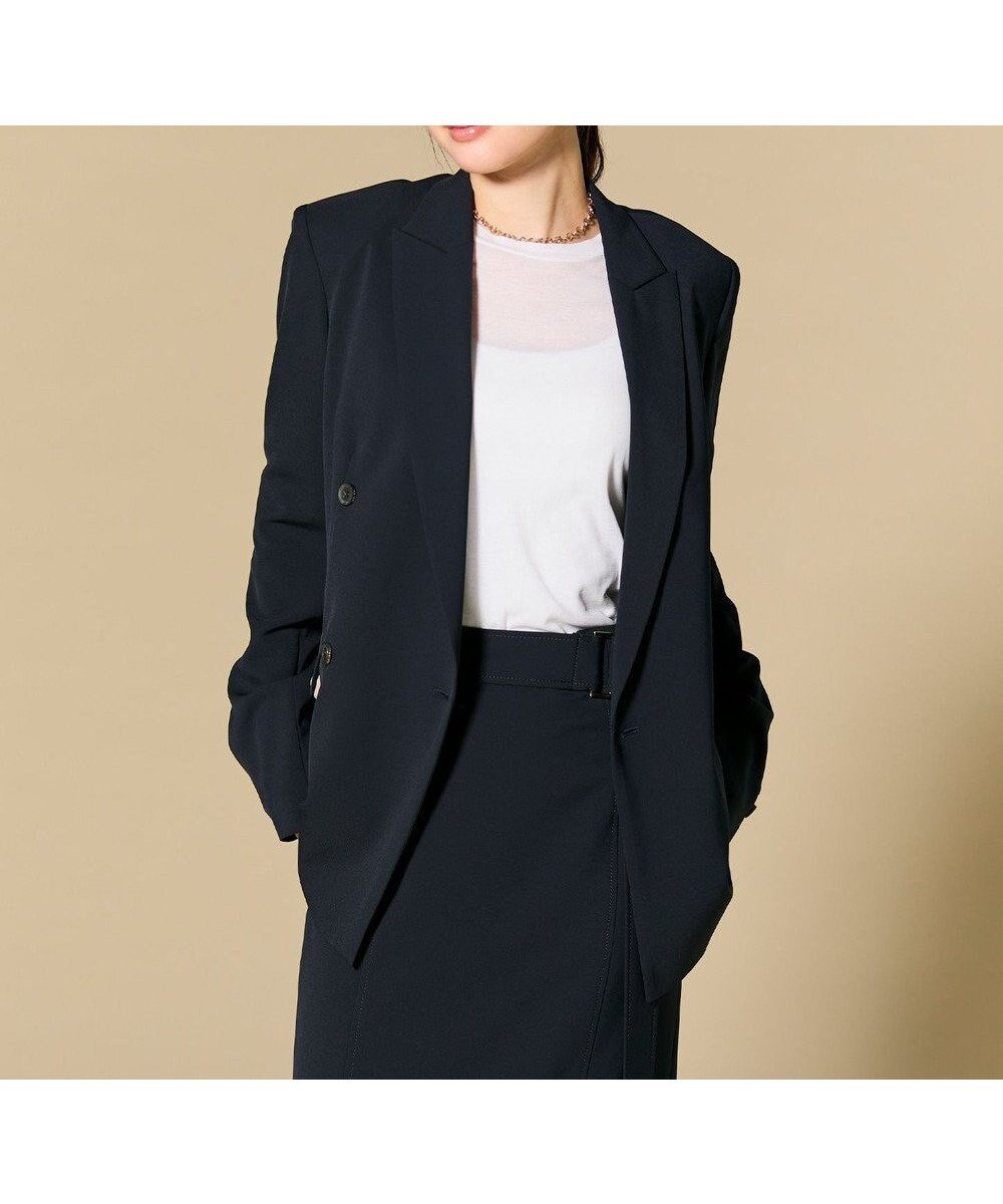 【ベイジ,/BEIGE,】の【セットアップ対応】SPHENE / ダブルブレストピークドラペルジャケット インテリア・キッズ・メンズ・レディースファッション・服の通販 founy(ファニー) ファッション Fashion レディースファッション Fashion for Women アウター Coat / Outerwear Collection レディースジャケット・軽アウター Jackets オケージョン Occasion Wear 洗える Machine Washable カーディガン Cardigan, Knitwear クラシック Classic, Timeless Style ジャケット Jacket, Outerwear ストレッチ Stretch, Stretchy Fabric セットアップ Set-Up, Coordinated Outfit ダブル Double, Double-Breasted ツイル Twist, Twisted Detail デニム Denim, Jeans Material マニッシュ Mannish, Boyish ロング Long, Long-Length ワイド Wide, Wide Fit Navy|ID: prp329100004798684 ipo3291000000034817272