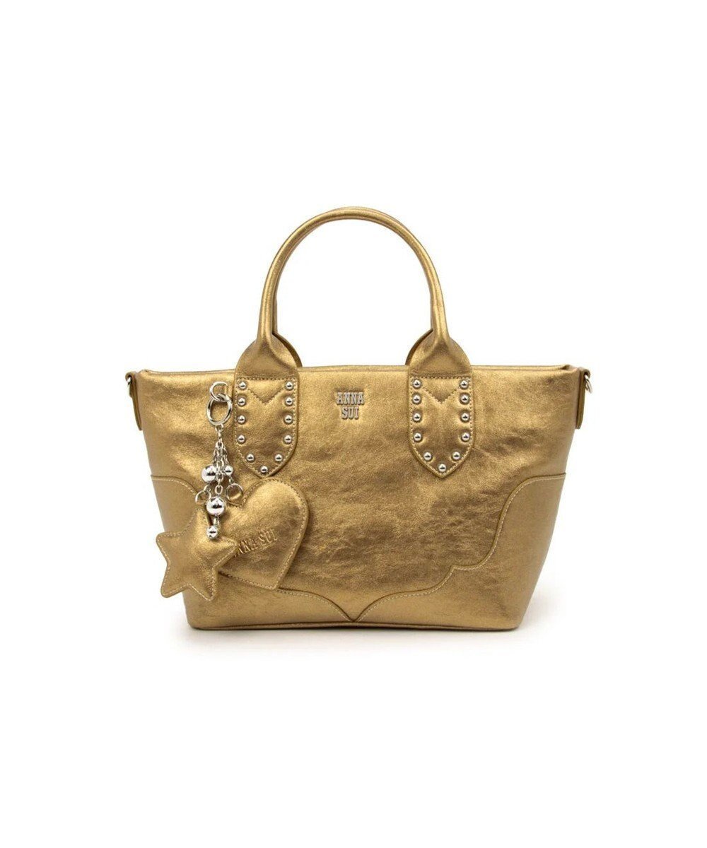 【アナスイ/ANNA SUI】のルミナス 2WAYハンドバッグ(大) インテリア・キッズ・メンズ・レディースファッション・服の通販 founy(ファニー) ファッション Fashion レディースファッション Fashion for Women クール Cool, Chic スタッズ Studs, Metal Accents チャーム Charm, Pendant ドット Polka Dot, Dot Pattern バランス Balance, Style Balance ポケット Pocket, Pocket Detail メタリック Metallic, Shiny Finish メタル Metal, Metal Parts エレガント 上品 Elegant ゴールド|ID: prp329100004798705 ipo3291000000034817327