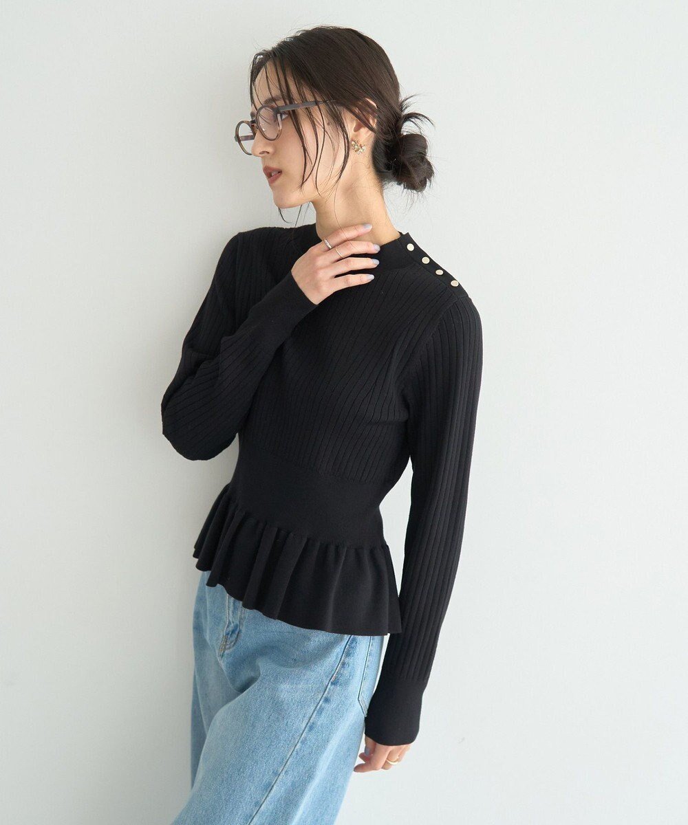 【イェッカ ヴェッカ/YECCA VECCA】の金釦ペプラムニット インテリア・キッズ・メンズ・レディースファッション・服の通販 founy(ファニー) ファッション Fashion レディースファッション Fashion for Women トップス・カットソー Cut & Sew Tops ニット Knit Tops & Sweaters ショルダー Shoulder, Shoulder Strap セーター Sweater, Knitwear ベーシック Basic, Essential ペプラム Peplum, Flared Hem ポケット Pocket, Pocket Detail エレガント 上品 Elegant A/W・秋冬 Autumn/Winter Black|ID: prp329100004798711 ipo3291000000034817344