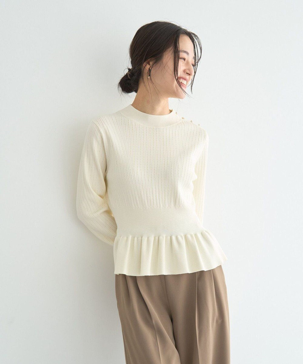 【イェッカ ヴェッカ/YECCA VECCA】の金釦ペプラムニット インテリア・キッズ・メンズ・レディースファッション・服の通販 founy(ファニー) 　ファッション　Fashion　レディースファッション　Fashion for Women　トップス・カットソー　Cut & Sew Tops　ニット　Knit Tops & Sweaters　ショルダー　Shoulder, Shoulder Strap　セーター　Sweater, Knitwear　ベーシック　Basic, Essential　ペプラム　Peplum, Flared Hem　ポケット　Pocket, Pocket Detail　エレガント 上品　Elegant　A/W・秋冬　Autumn/Winter　Ivory|ID: prp329100004798711 ipo3291000000035382636