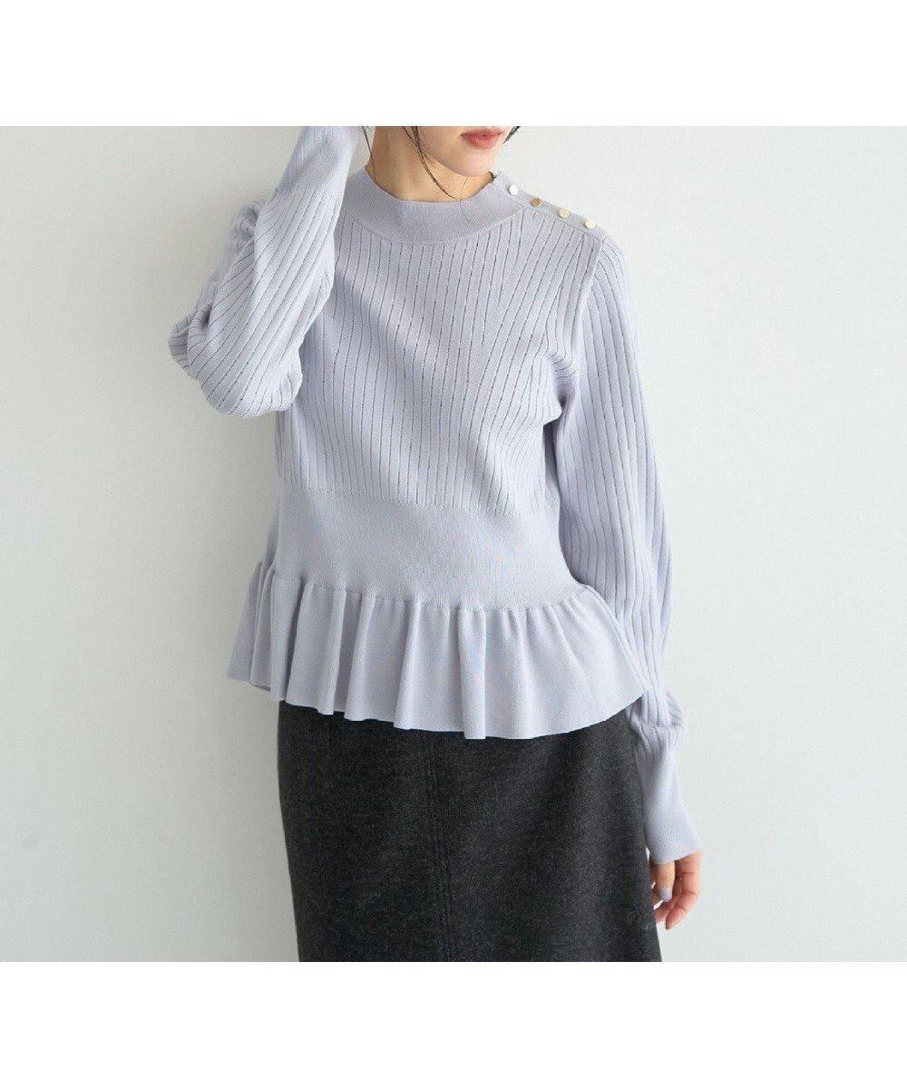 【イェッカ ヴェッカ/YECCA VECCA】の金釦ペプラムニット インテリア・キッズ・メンズ・レディースファッション・服の通販 founy(ファニー) 　ファッション　Fashion　レディースファッション　Fashion for Women　トップス・カットソー　Cut & Sew Tops　ニット　Knit Tops & Sweaters　ショルダー　Shoulder, Shoulder Strap　セーター　Sweater, Knitwear　ベーシック　Basic, Essential　ペプラム　Peplum, Flared Hem　ポケット　Pocket, Pocket Detail　エレガント 上品　Elegant　A/W・秋冬　Autumn/Winter　Light Blue|ID: prp329100004798711 ipo3291000000035382643