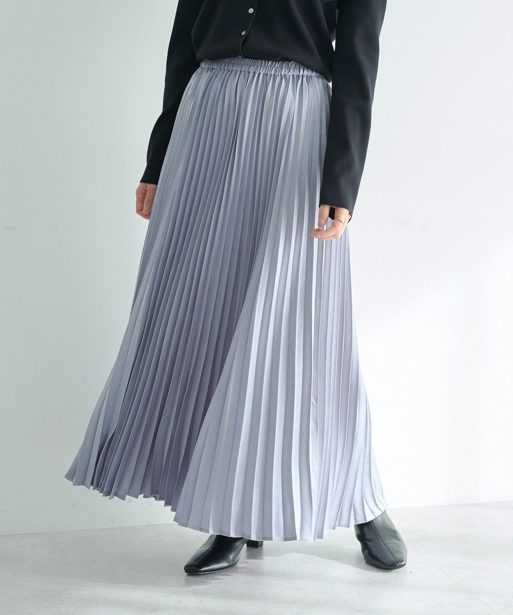 【イェッカ ヴェッカ/YECCA VECCA】のサテンプリーツスカート インテリア・キッズ・メンズ・レディースファッション・服の通販 founy(ファニー) ファッション Fashion レディースファッション Fashion for Women スカート Skirts プリーツスカート / 上品フェミニンスタイル Pleated Skirts サテン Satin, Glossy Fabric ジャケット Jacket, Outerwear スマート Smart, Elegant プリーツ Pleats, Pleated ポケット Pocket, Pocket Detail ロング Long, Long-Length A/W・秋冬 Autumn/Winter Grayish Blue|ID: prp329100004798713 ipo3291000000035392525
