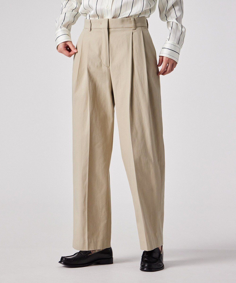 【ポール スミス/Paul Smith】のコットンギャバジン タックパンツ インテリア・キッズ・メンズ・レディースファッション・服の通販 founy(ファニー) 　ファッション　Fashion　レディースファッション　Fashion for Women　パンツ　Pants & Trousers　おすすめ　Recommended / Our Picks　エレガント 上品　Elegant　カットソー　Cut and Sewn Top　クラシック　Classic, Timeless Style　ストレート　Straight, Straight Cut　ドレープ　Drape, Draping Fabric　フロント　Front, Front Design　プリント　Print, Printed Pattern　リラックス　Relax, Relaxed Fit　ロング　Long, Long-Length　夏　Summer　S/S・春夏　SS, Spring/Summer, Warm Season　A/W・秋冬　Autumn/Winter　ライトベージュ|ID: prp329100004798741 ipo3291000000034922678