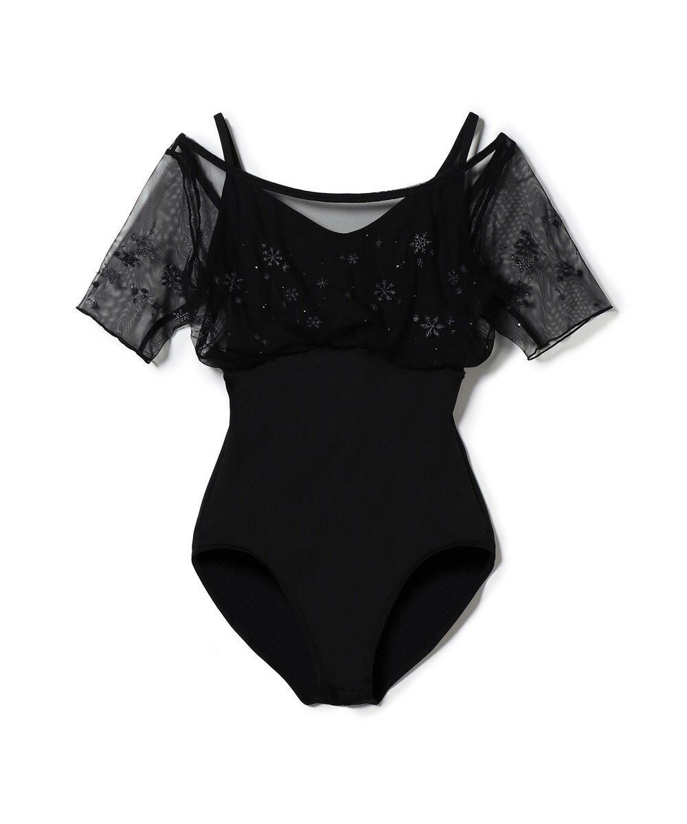 【チャコット/Chacott】のハーフスリーブレオタード インテリア・キッズ・メンズ・レディースファッション・服の通販 founy(ファニー) 　ファッション　Fashion　レディースファッション　Fashion for Women　クリスタル　Crystal, Swarovski　スワロフスキー　Swarovski, Crystal Accent　チュール　Tulip, Tulip Motif　パール　Pearl, Pearl Accent　モチーフ　Motif, Design Theme　エレガント 上品　Elegant　ブラック|ID: prp329100004798762 ipo3291000000034817573