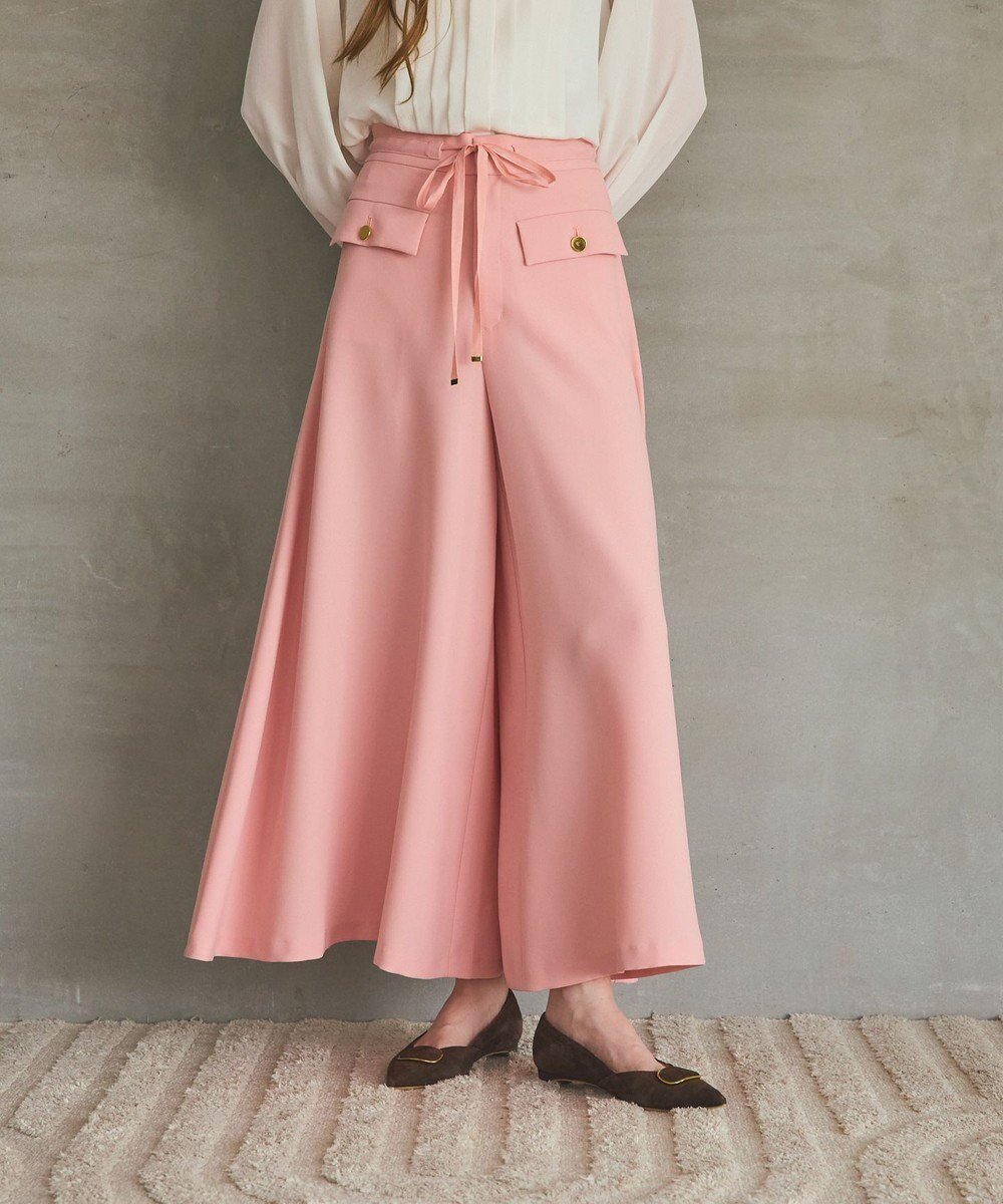 【グレース コンチネンタル/GRACE CONTINENTAL】のワイドフレアパンツ インテリア・キッズ・メンズ・レディースファッション・服の通販 founy(ファニー) 　ファッション　Fashion　レディースファッション　Fashion for Women　パンツ　Pants & Trousers　ダブル　Double, Double-Breasted　ドレス　Dress, One-Piece　フレア　Flare, Flared　ブロック　Block, Solid Block Pattern　メタル　Metal, Metal Parts　リボン　Ribbon, Bow　ワイド　Wide, Wide Fit　エレガント 上品　Elegant　A/W・秋冬　Autumn/Winter　ピンク|ID: prp329100004798765 ipo3291000000034817586