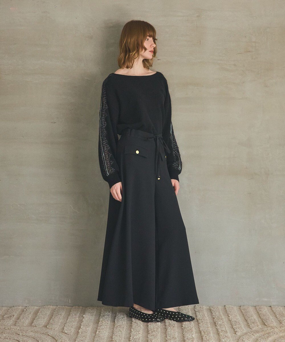【グレース コンチネンタル/GRACE CONTINENTAL】のワイドフレアパンツ インテリア・キッズ・メンズ・レディースファッション・服の通販 founy(ファニー) 　ファッション　Fashion　レディースファッション　Fashion for Women　パンツ　Pants & Trousers　ダブル　Double, Double-Breasted　ドレス　Dress, One-Piece　フレア　Flare, Flared　ブロック　Block, Solid Block Pattern　メタル　Metal, Metal Parts　リボン　Ribbon, Bow　ワイド　Wide, Wide Fit　エレガント 上品　Elegant　A/W・秋冬　Autumn/Winter　ブラック|ID: prp329100004798765 ipo3291000000034817587