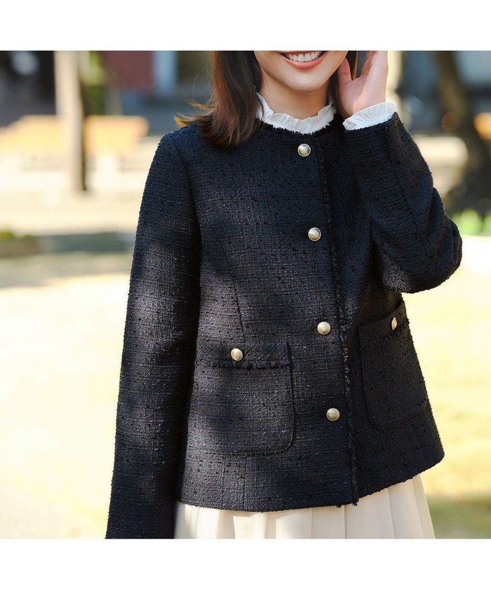 【エニィ スィス/any SiS】のノーカラーフリンジツイード ジャケット インテリア・キッズ・メンズ・レディースファッション・服の通販 founy(ファニー) https://founy.com/ ファッション Fashion レディースファッション Fashion for Women アウター Coat / Outerwear Collection レディースジャケット・軽アウター Jackets ノーカラージャケット / シンプル上品コーデ Collarless Jackets 春 Spring カットソー Cut and Sewn Top ジャケット Jacket, Outerwear ダウン Down, Puffer ツイード Twill, Twill Weave デニム Denim, Jeans Material ポケット Pocket, Pocket Detail S/S・春夏 SS, Spring/Summer, Warm Season おすすめ Recommended / Our Picks 夏 Summer 新作・新入荷 New Arrivals / New In |ID: prp329100004798773 ipo3291000000036378942