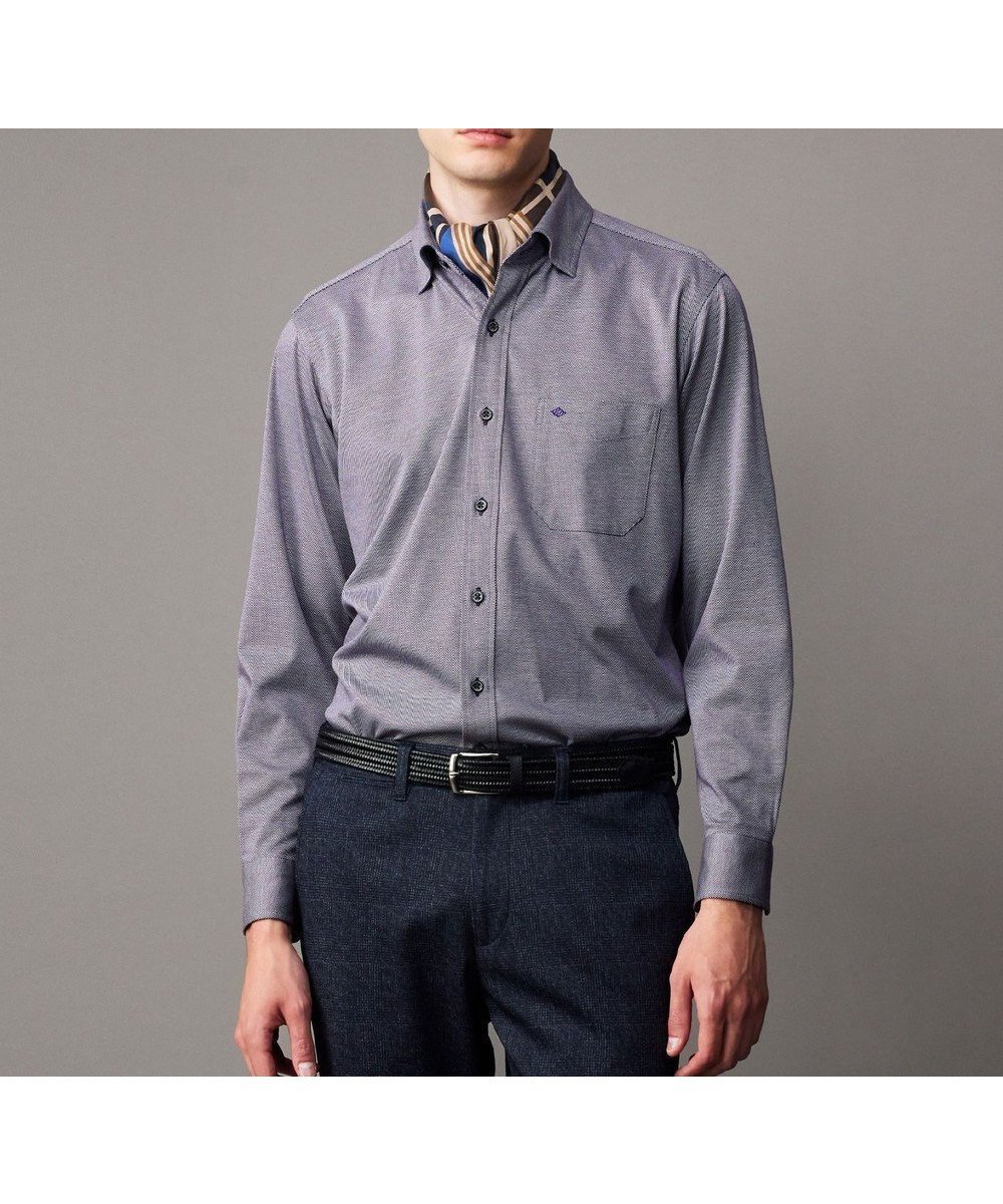 【ジョセフ アブード/JOSEPH ABBOUD / MEN】の【ジャージーシャツで快適な着心地】コンパクトジャージー バーズアイ シャツ インテリア・キッズ・メンズ・レディースファッション・服の通販 founy(ファニー) 　ファッション　Fashion　メンズファッション　Fashion for Men　トップス・カットソー　Cut & Sew Tops　メンズシャツ　Shirts　コンパクト　Compact, Small Size　シャンブレー　Chambray, Denim-Like Fabric　シンプル　Simple, Minimal　ストレッチ　Stretch, Stretchy Fabric　無地　Plain, Solid Color　A/W・秋冬　Autumn/Winter　エレガント 上品　Elegant　パープル系|ID: prp329100004800139 ipo3291000000034826371