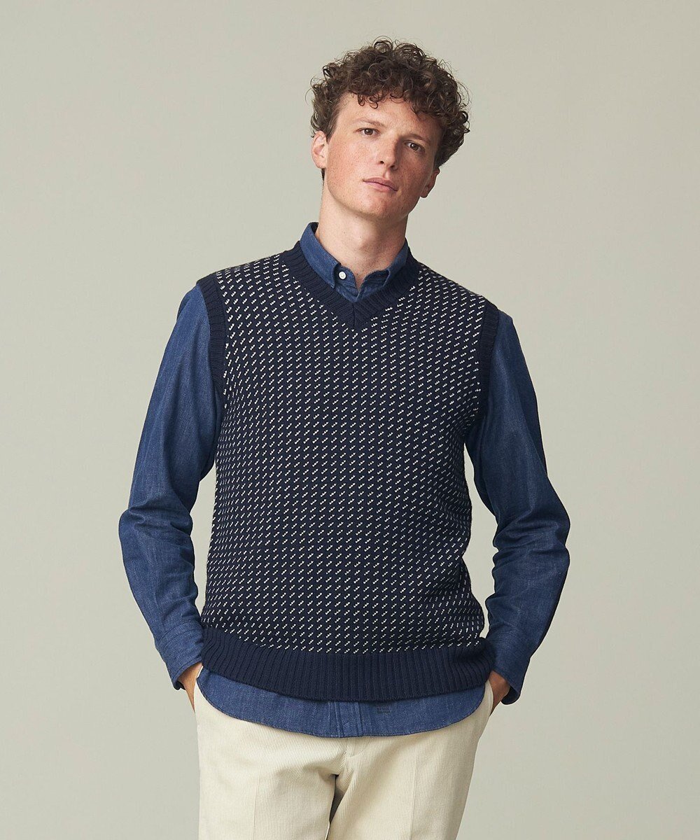 【ジェイ プレス/J.PRESS / MEN】のバーズアイ ニットベスト インテリア・キッズ・メンズ・レディースファッション・服の通販 founy(ファニー) ファッション Fashion メンズファッション Fashion for Men トップス・カットソー Cut & Sew Tops ニット・セーター / 定番トップス Knit Tops & Sweaters ベスト・ジレ Vests & Gilets ジャケット Jacket, Outerwear セーター Sweater, Knitwear ベスト Vest, Waistcoat A/W・秋冬 Autumn/Winter おすすめ Recommended / Our Picks ネイビー系|ID: prp329100004800140 ipo3291000000034826374